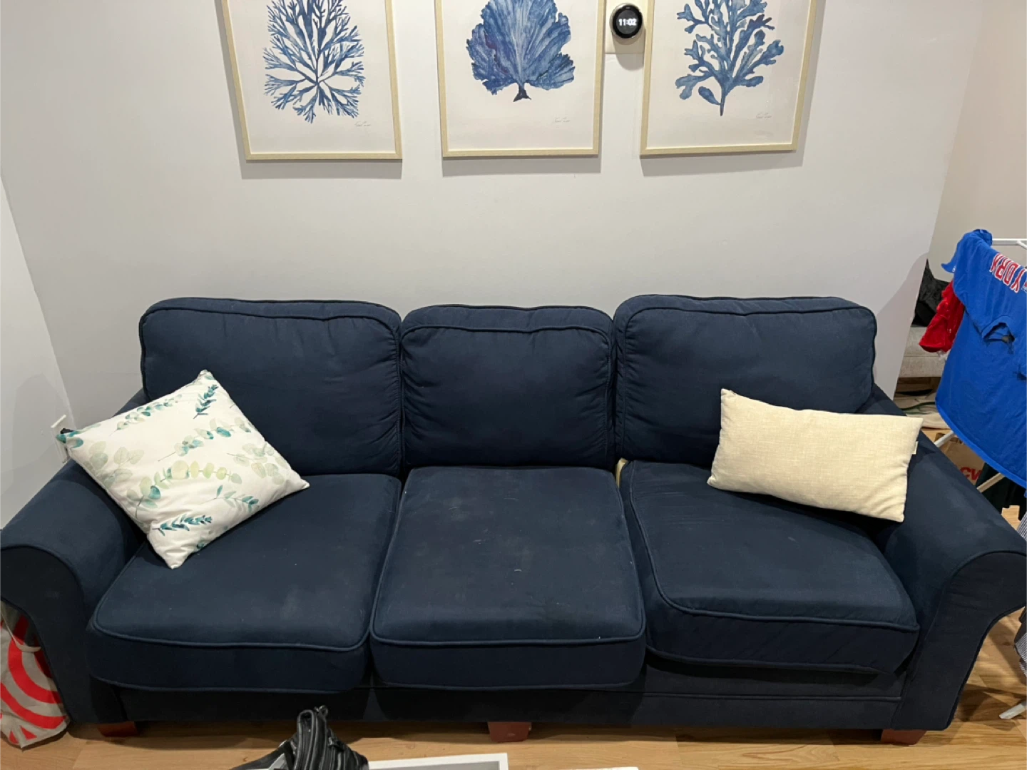 Blue fabric couch