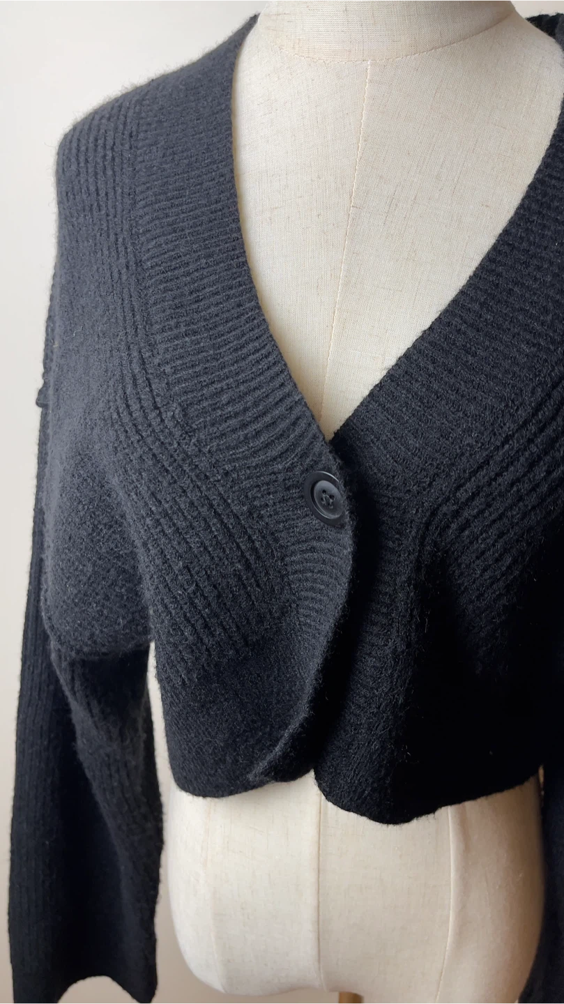 Black Cropped Cardigan - photo 2