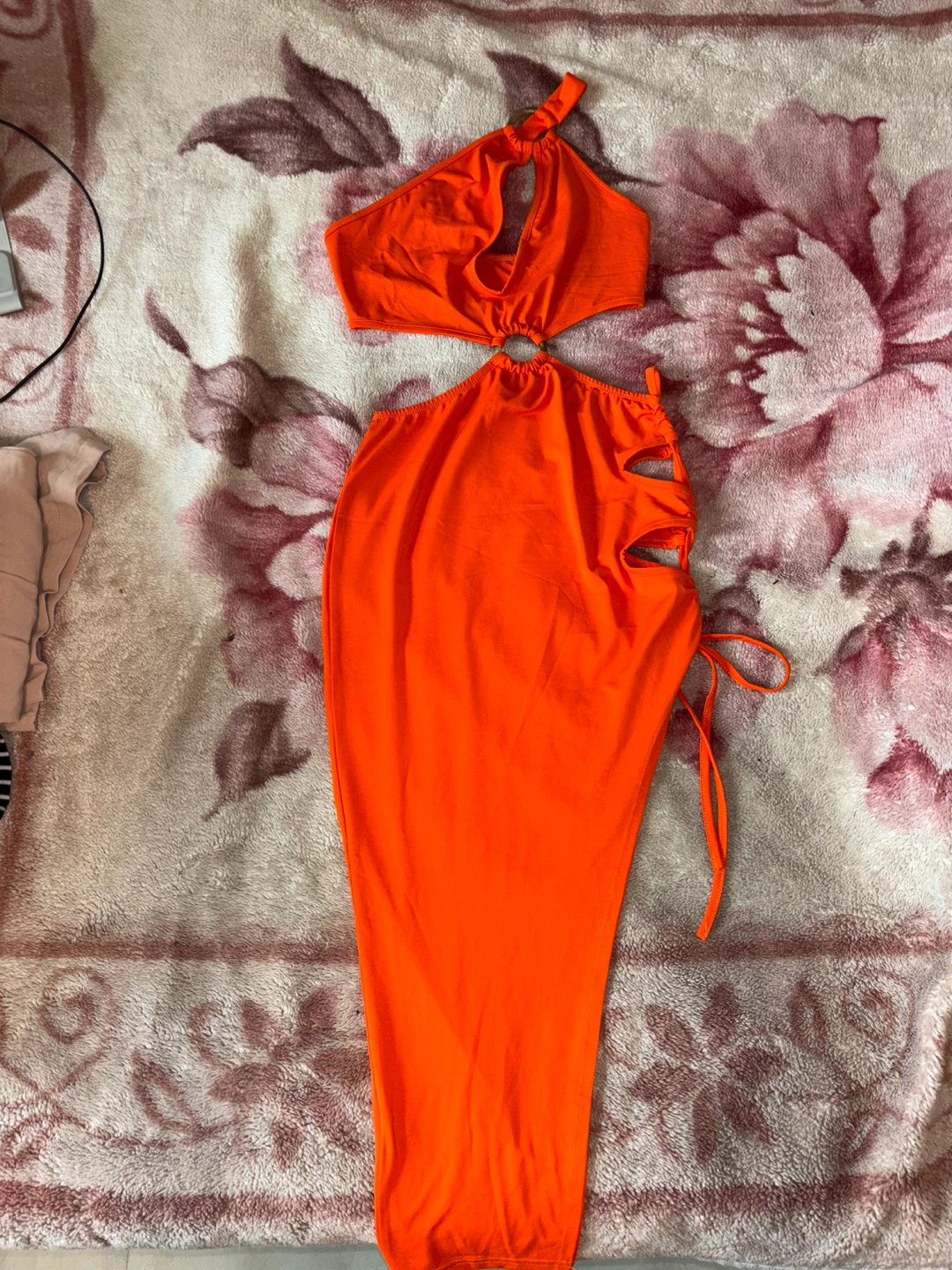 Orange Halter Cutout Maxi Dress, Size Small