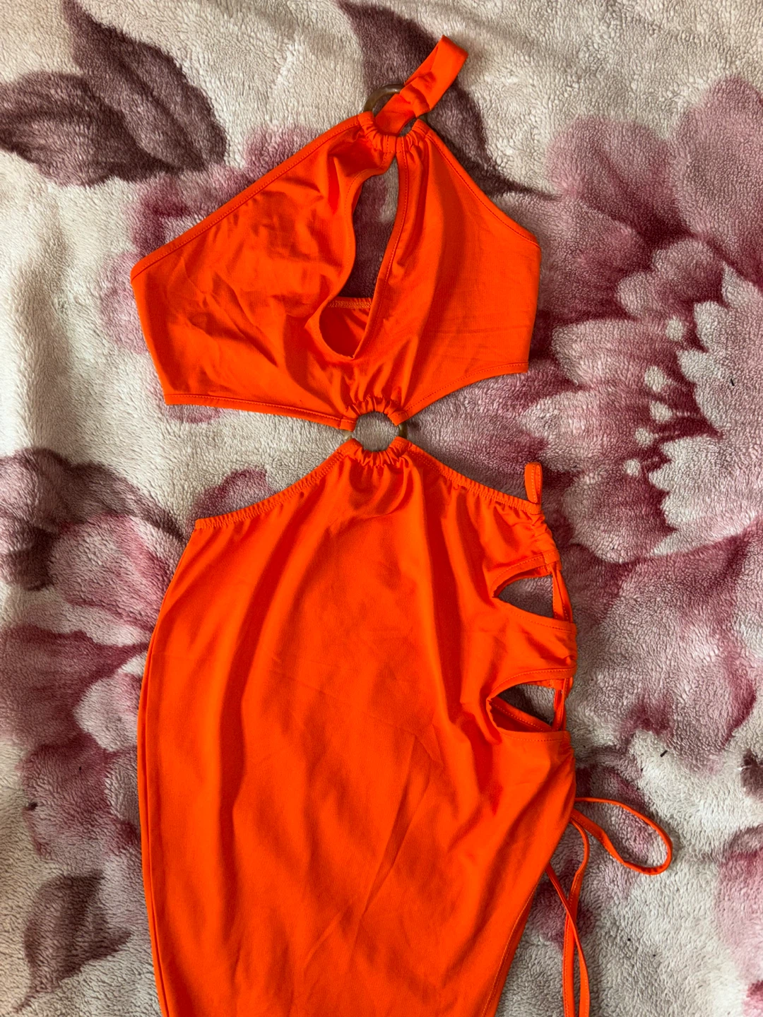 Orange Halter Cutout Maxi Dress, Size Small - photo 3