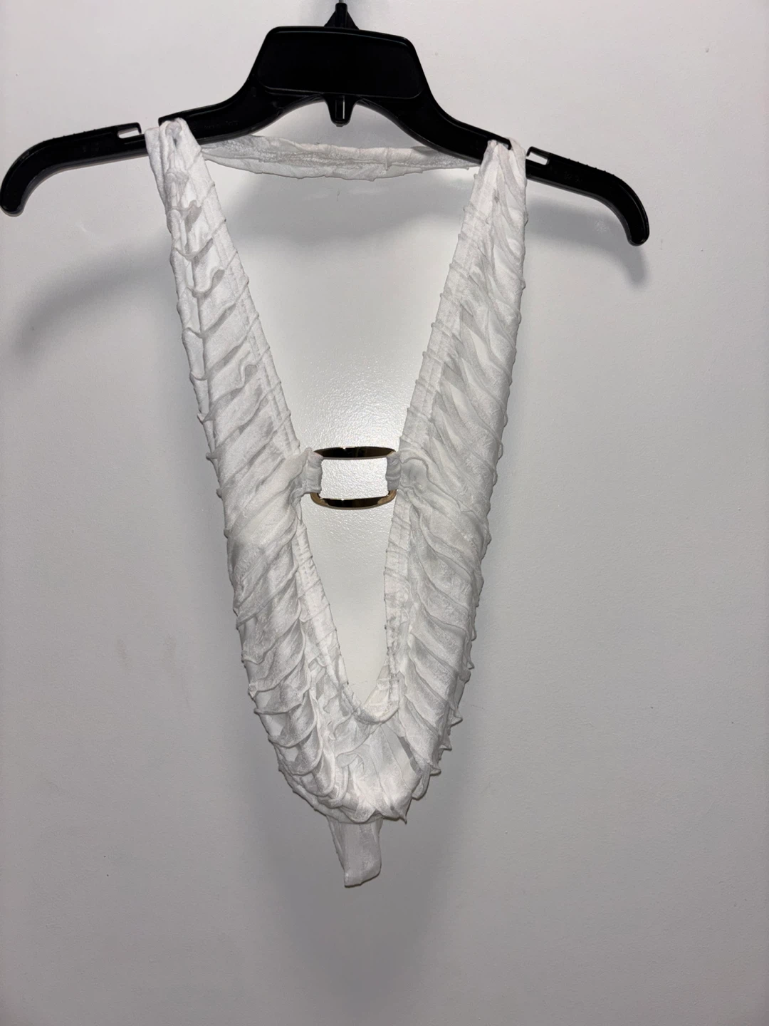 White Halter Neck Top with Ring Detail and Skirt, 2 piece set