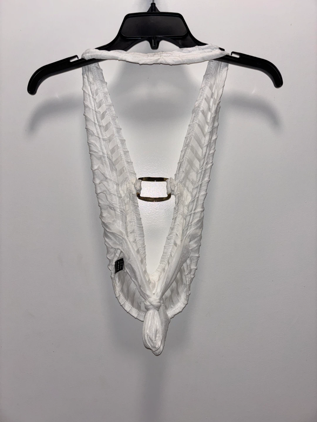 White Halter Neck Top with Ring Detail and Skirt, 2 piece set - photo 5