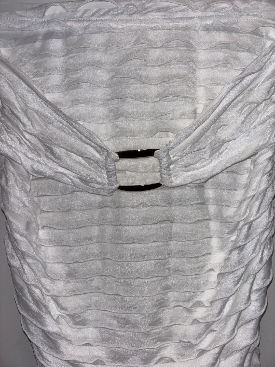 White Halter Neck Top with Ring Detail and Skirt, 2 piece set - photo 4