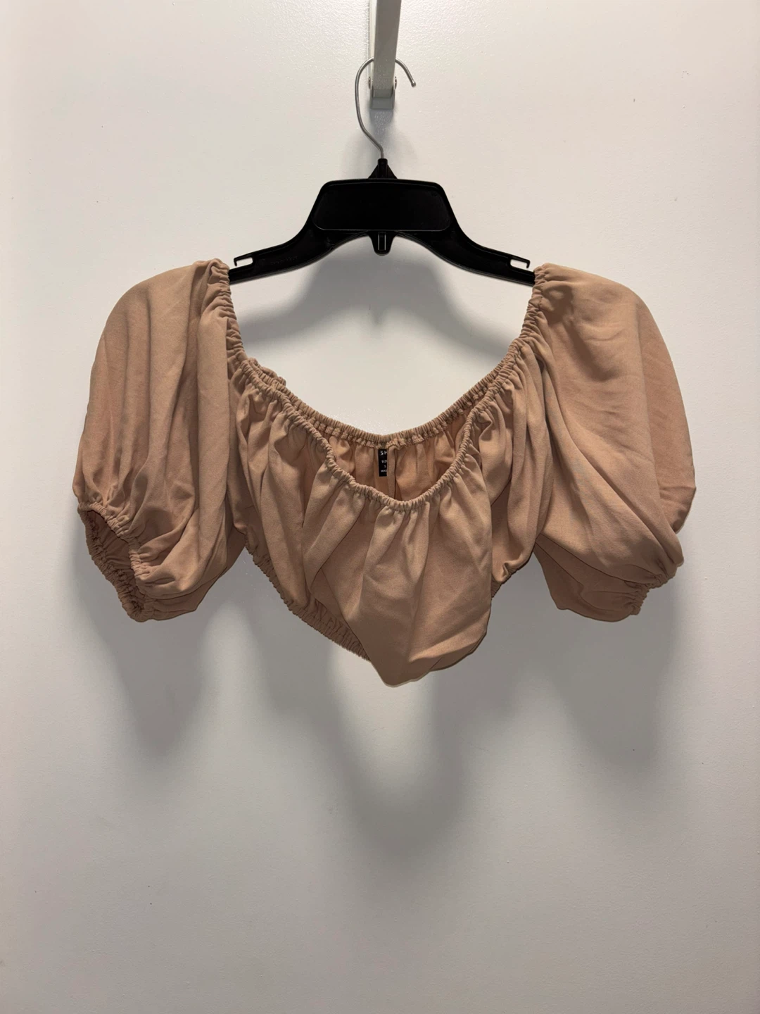 SHEIN Beige Puff Sleeve Crop Top and Shorts Set - Size S