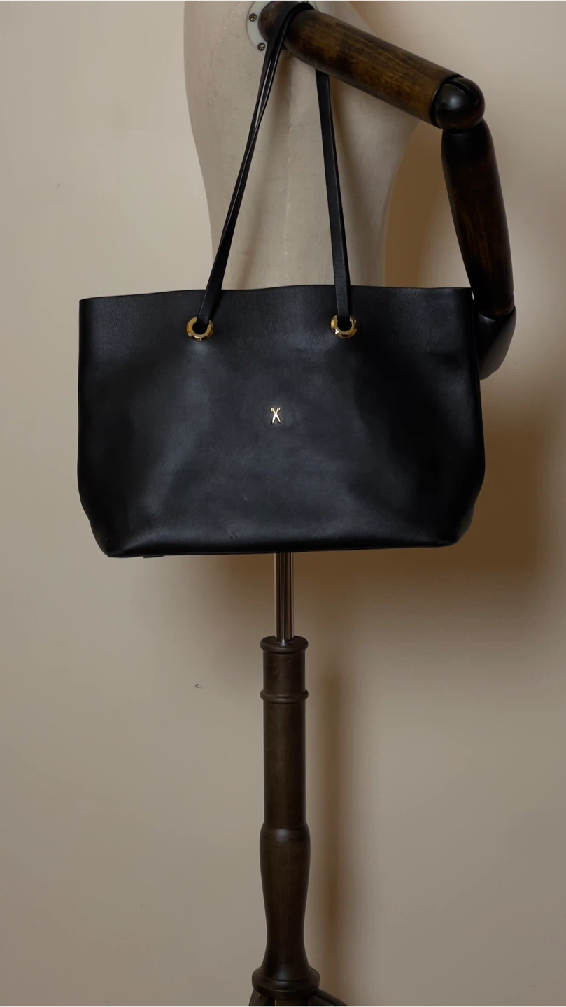 JOSEPH STACEY Black Leather Tote Bag