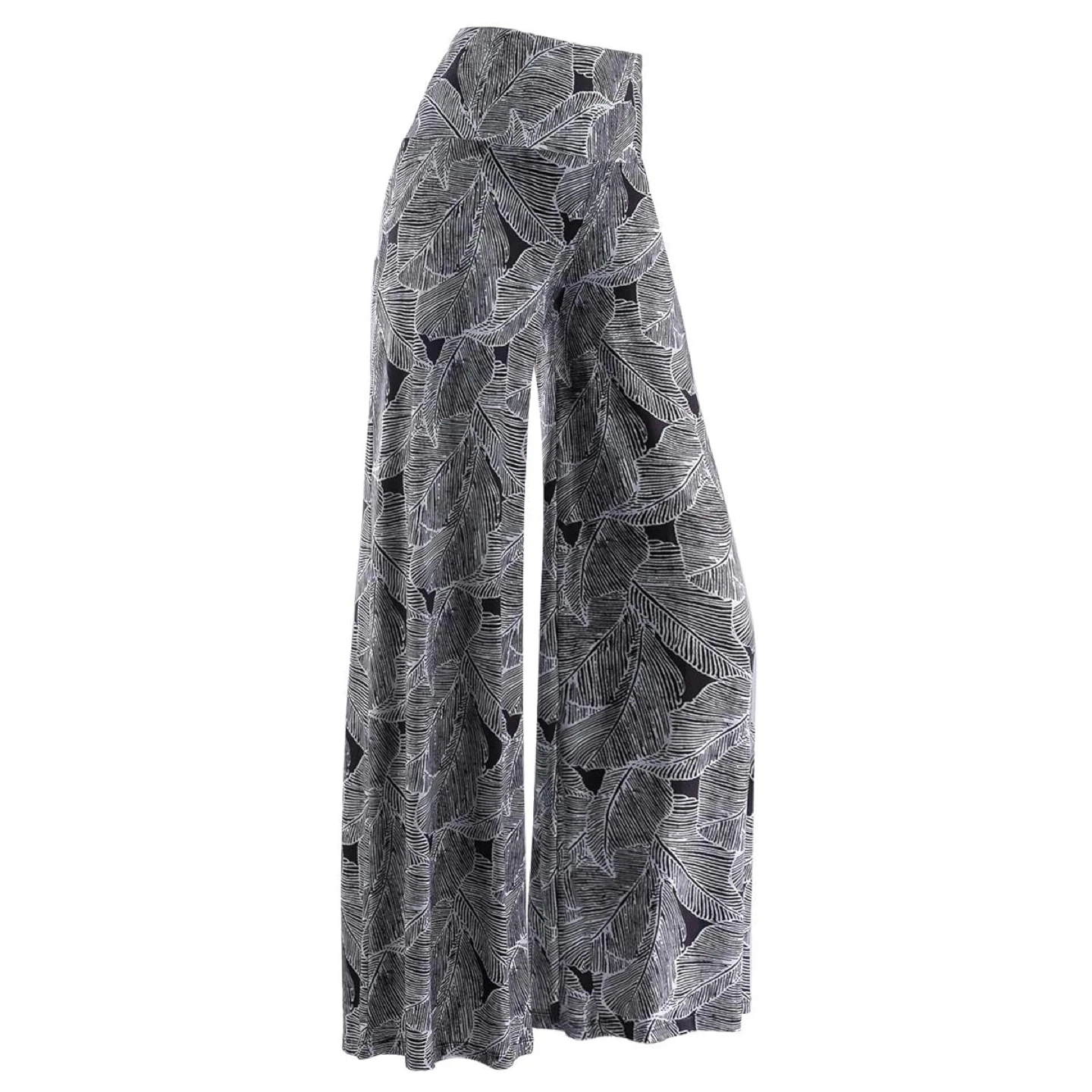 NEW! Arolina Women's Wide Leg Pants - Black & White Leaf Print - photo 5