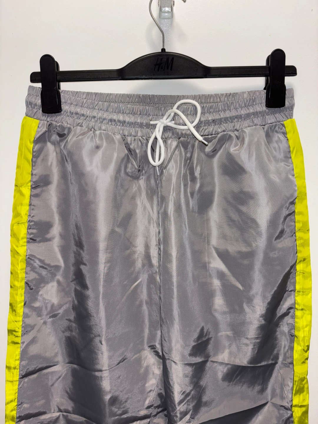 SHEIN Women's Size L Gray Track Pants with Neon Yellow Trim - photo 4