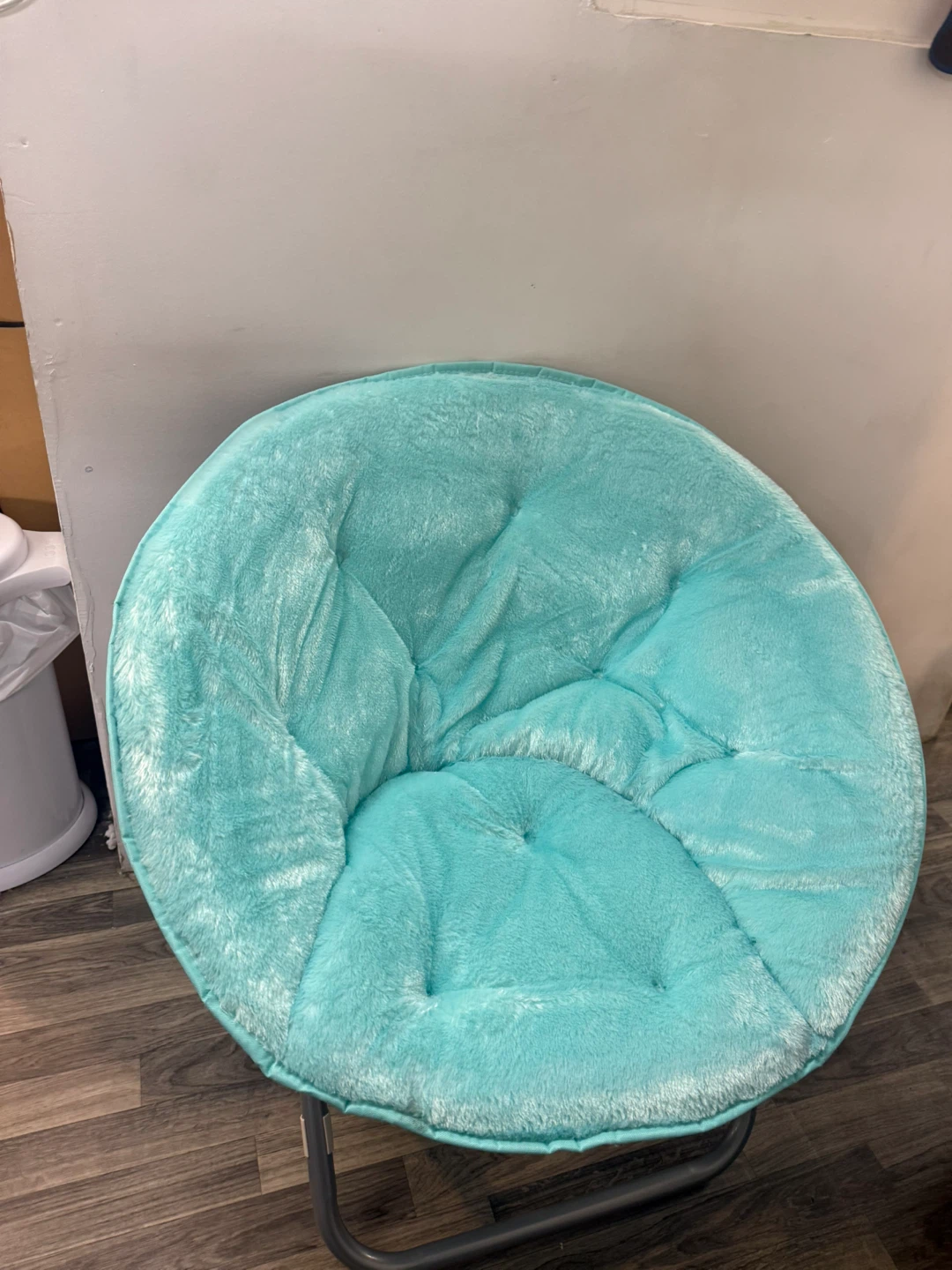 Teal Faux Fur Moon Chair