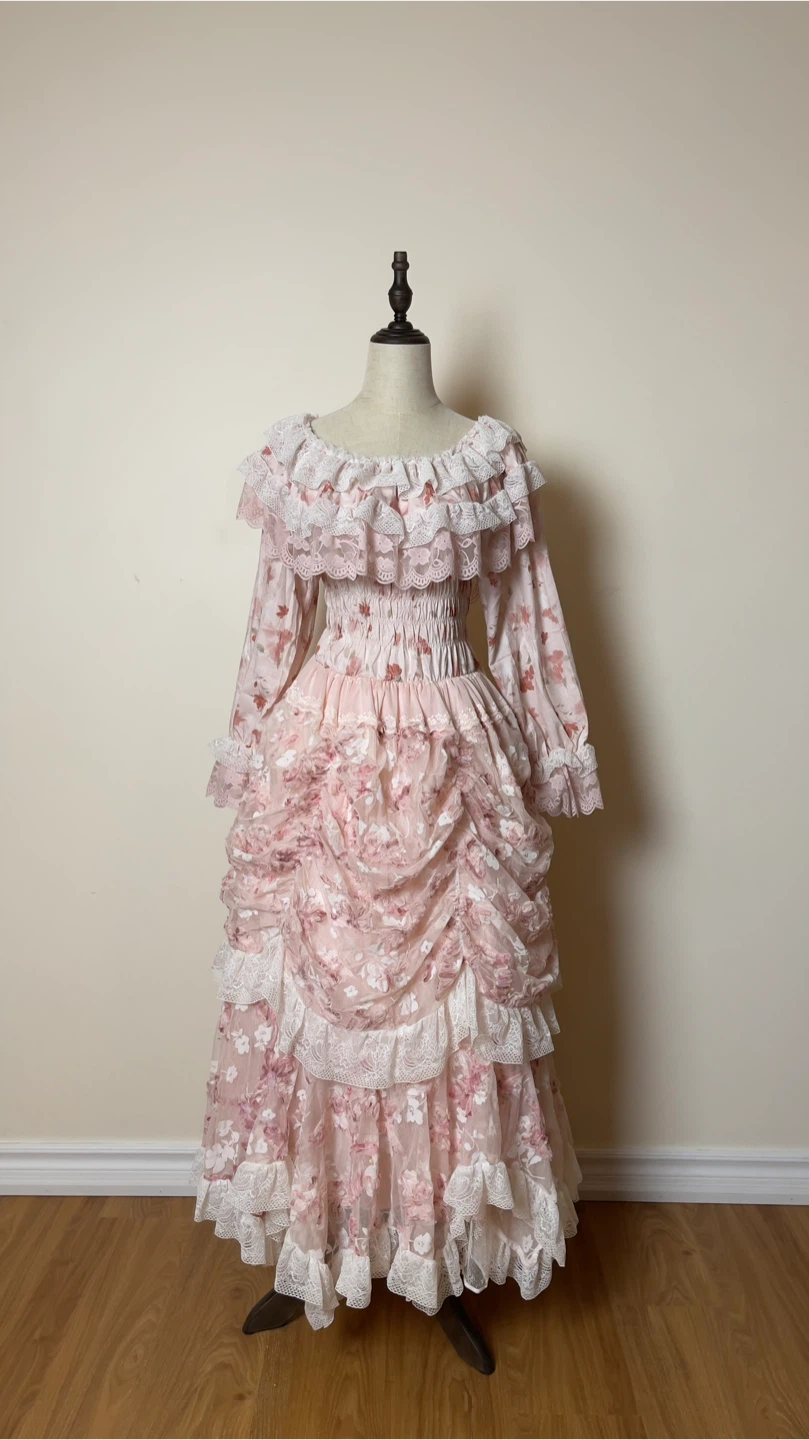 Pink Floral Lace Lolita Dress