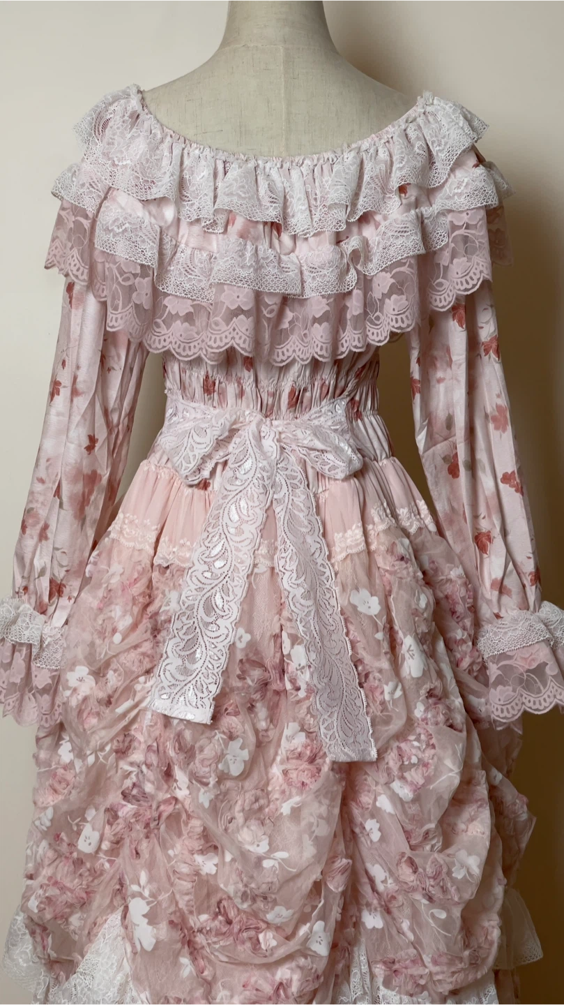Pink Floral Lace Lolita Dress - photo 3