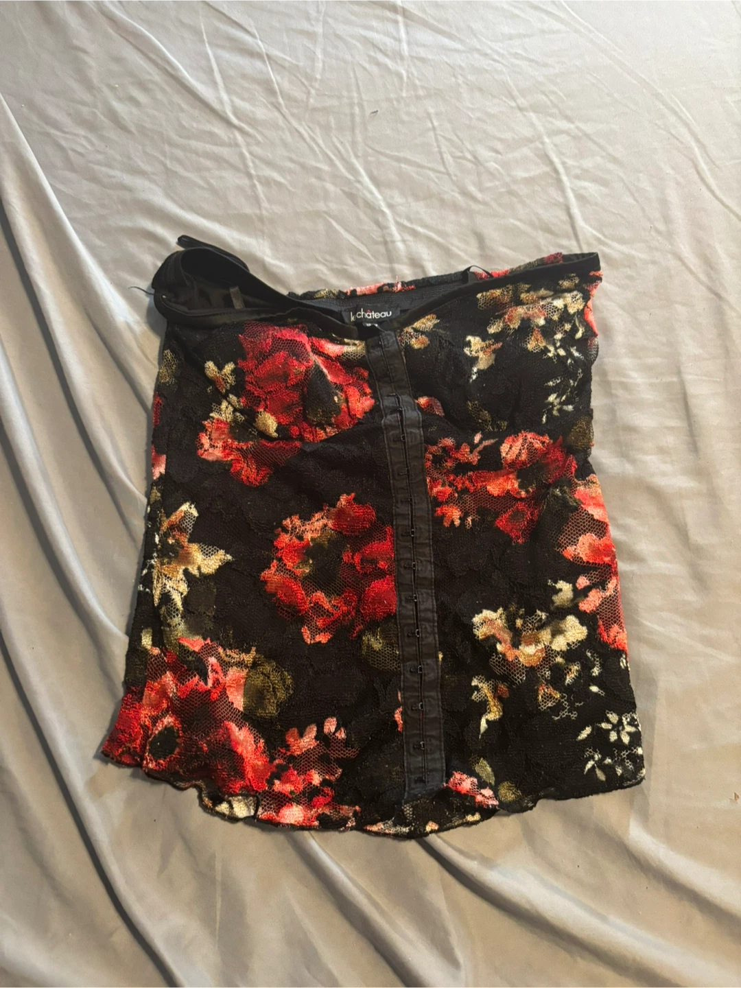 Le Chateau Black Floral Lace Corset Top