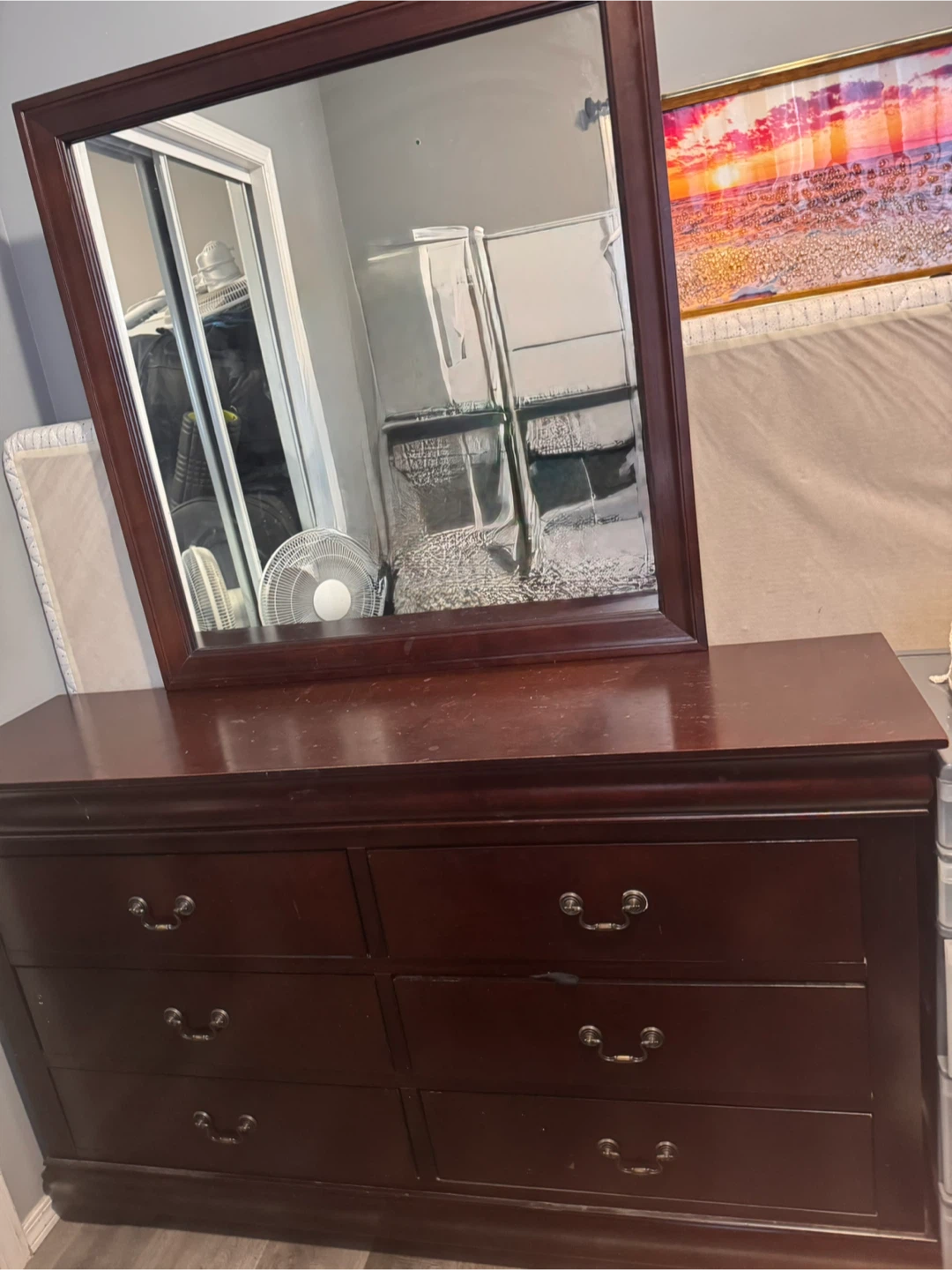 Dark Wood Dresser with Mirror