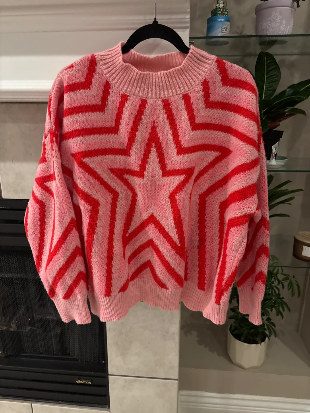 Pink & Red Star Knit Sweater