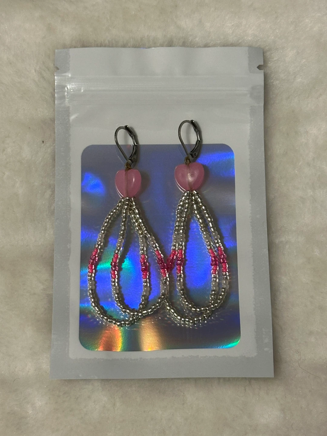 Beaded two loop dangle earrings - photo 4
