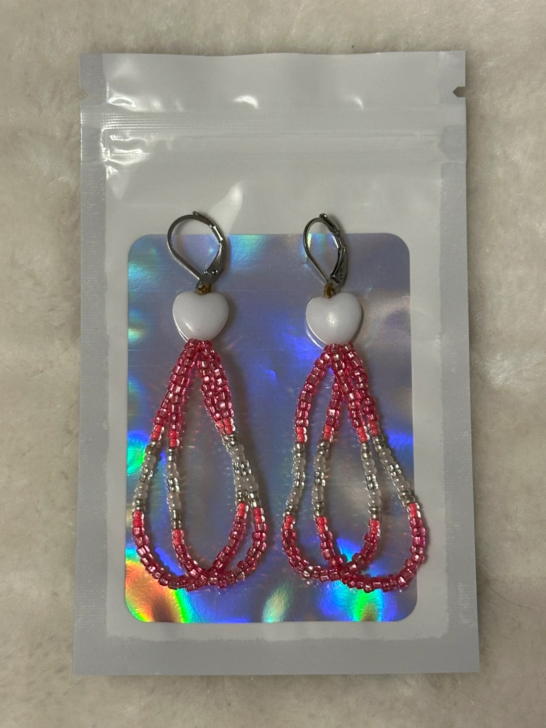 Beaded two loop dangle earrings - photo 2