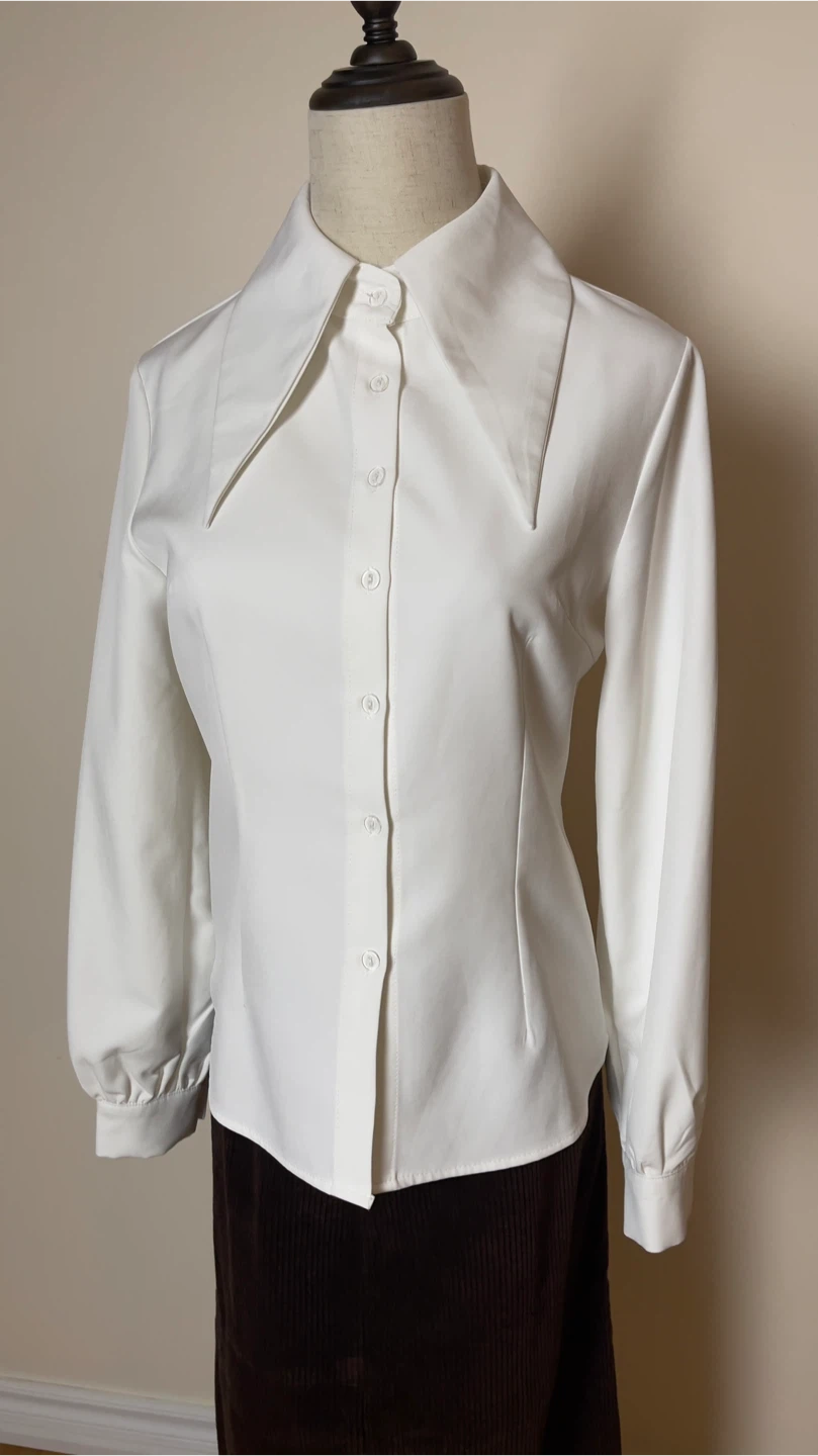 White Button-Up Blouse and brown skirt - photo 3