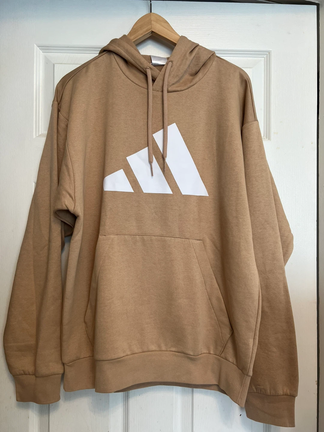 New Adidas Tan Hoodie with Large Logo