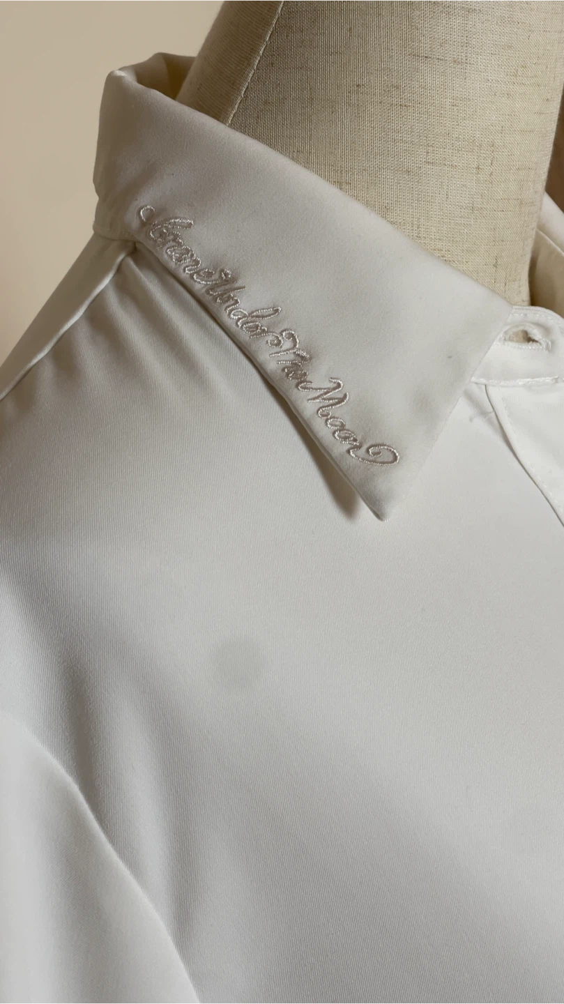 White Collared Blouse with Embroidered Collar - photo 3