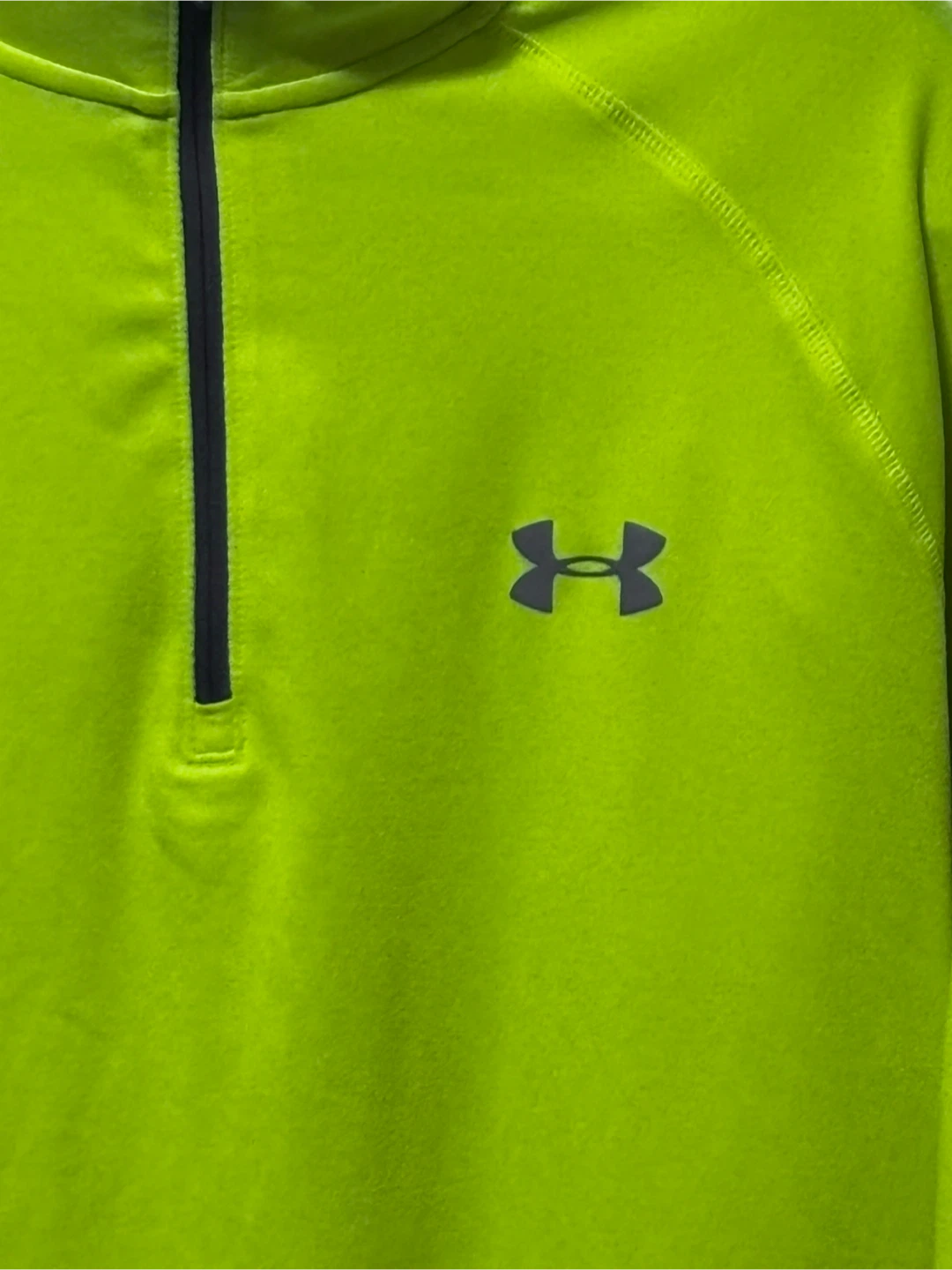 Under Armour 1/4 Zip Long Sleeve Shirt - Neon Yellow - Medium - photo 2