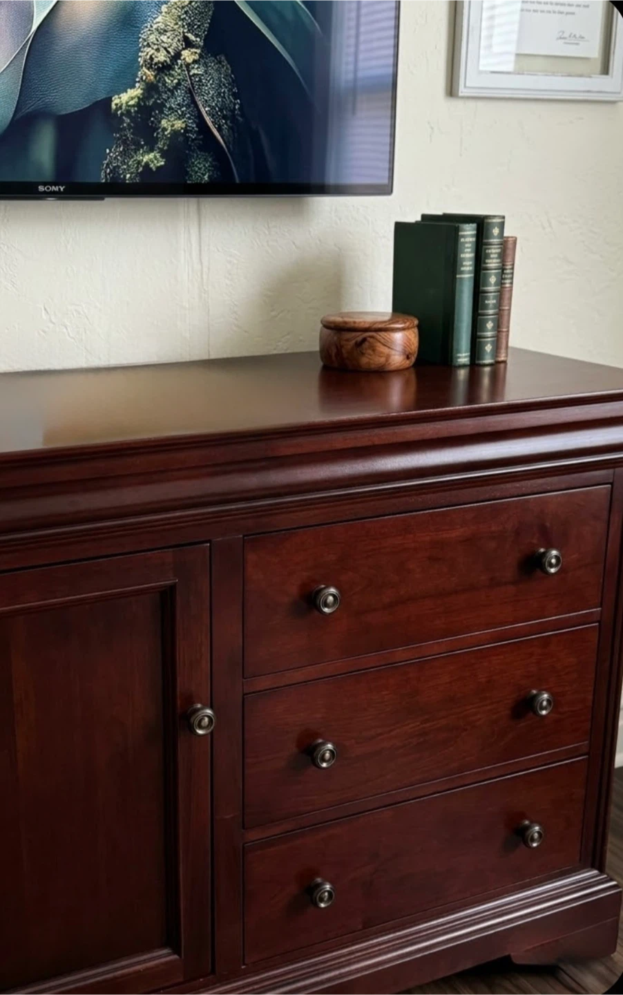 Dark Wood Dresser with Drawers and Cabinet - photo 2