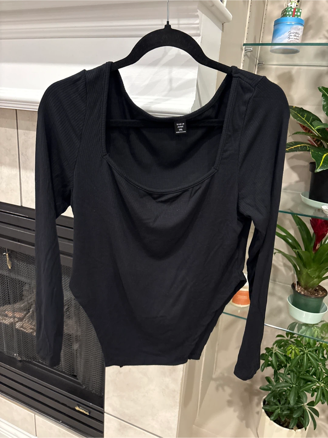 SHEIN Black Long Sleeve Square Neck Bodysuit XXL - photo 4