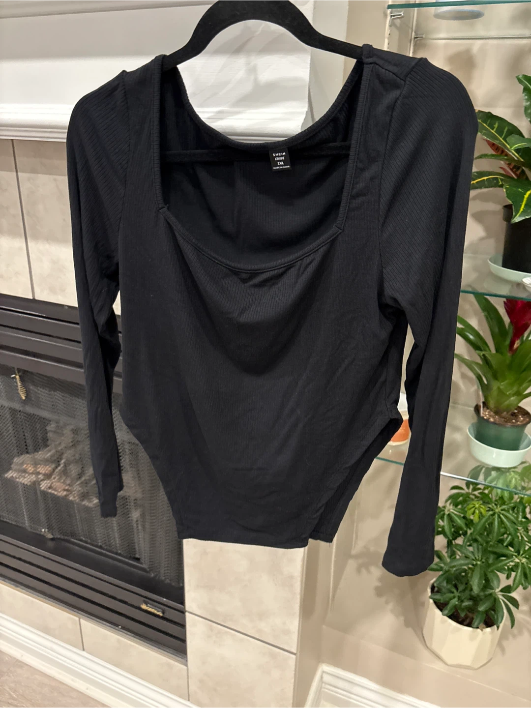 SHEIN Black Long Sleeve Square Neck Bodysuit XXL - photo 2