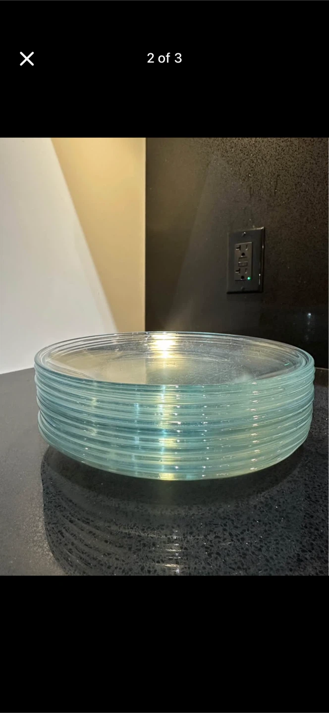 Set of 10 Clear Glass Plates - photo 2