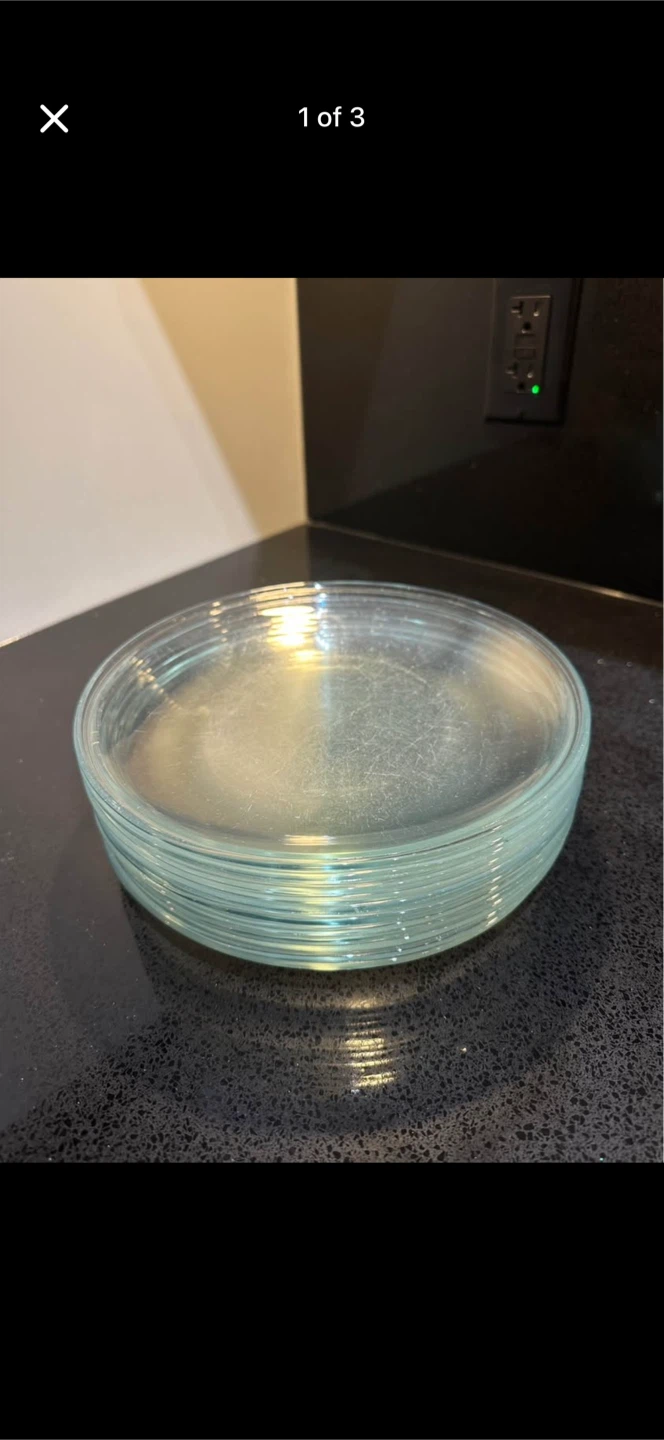 Set of 10 Clear Glass Plates