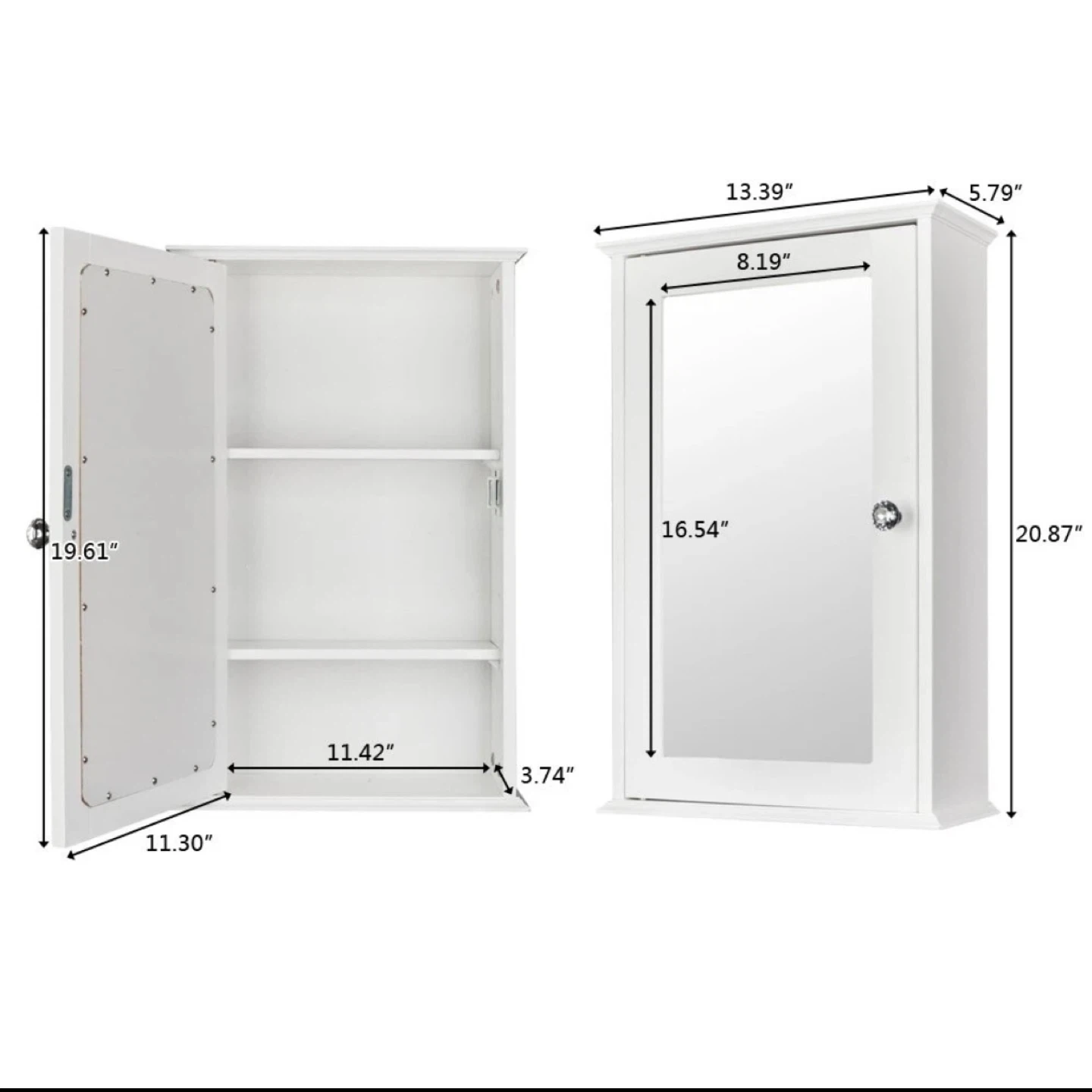 Bathroom Medicine Wall Cabinet with Mirror Storage W/ 2 shelves - photo 3