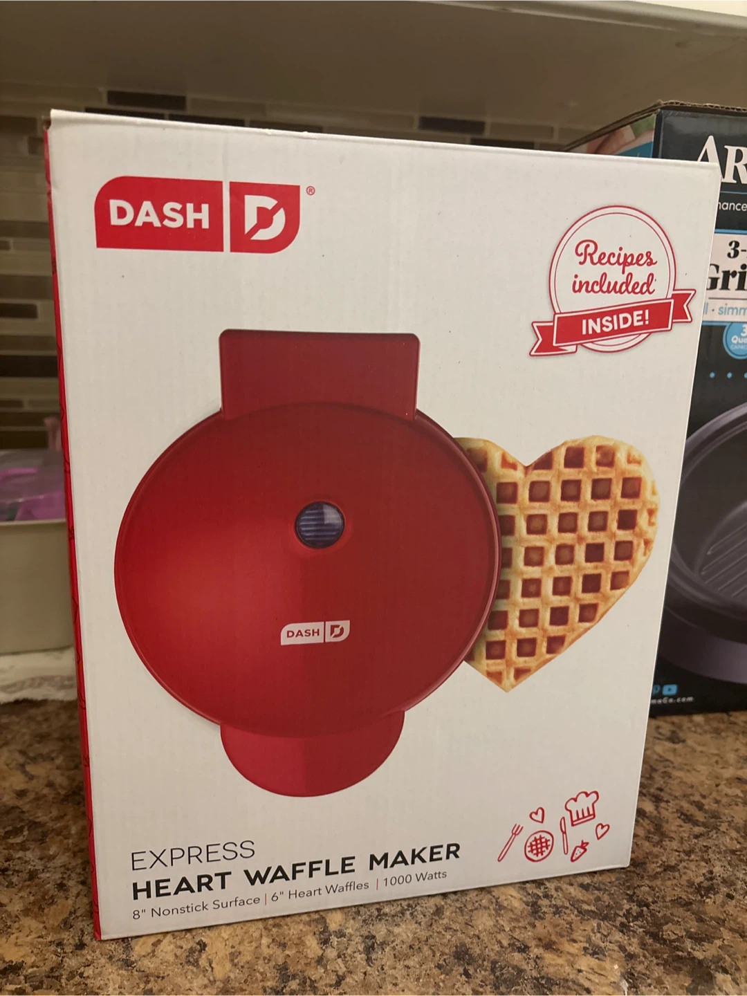 Dash Express Heart Waffle Maker - Red
