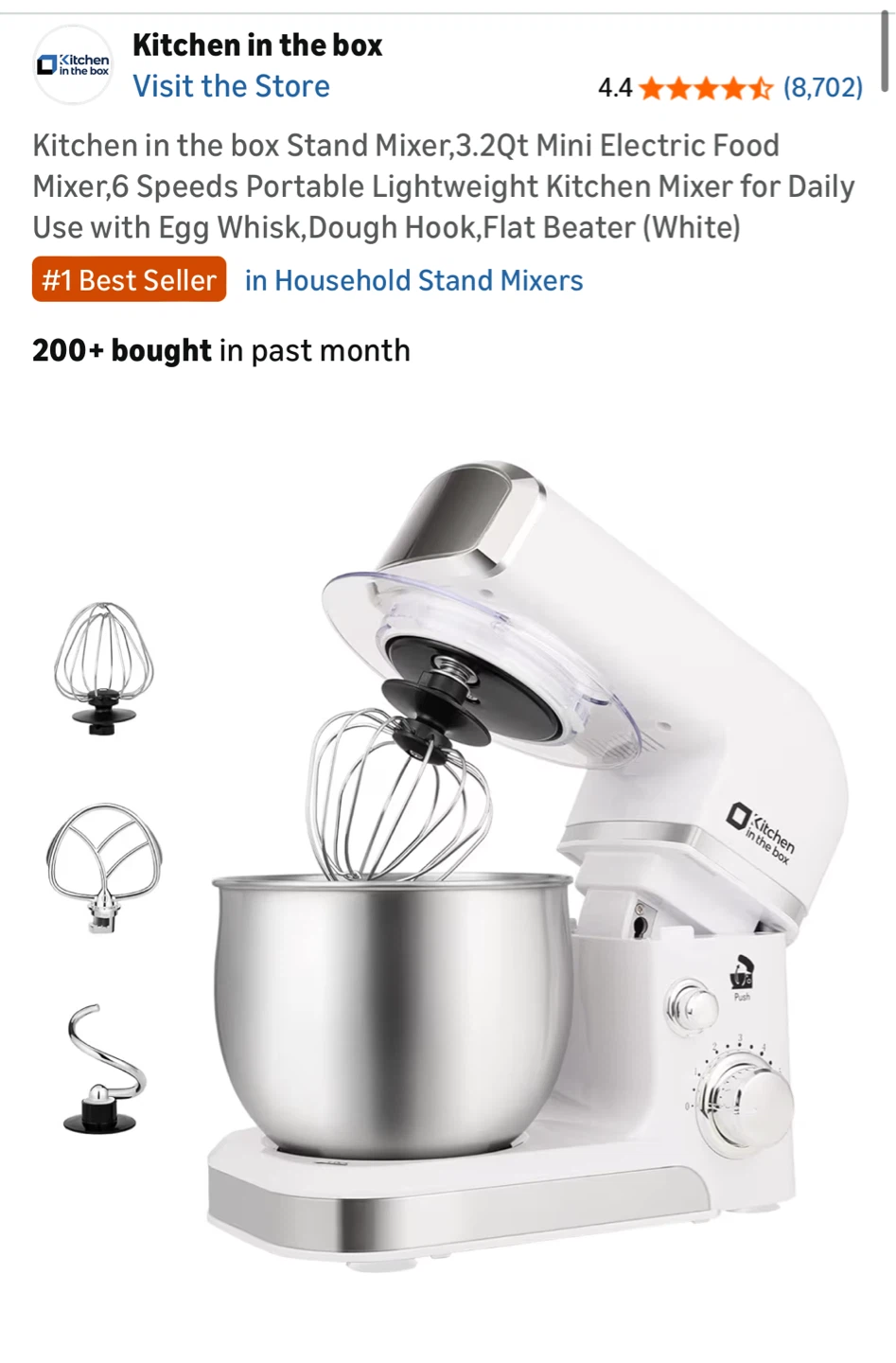 Stand Mixer 3.2Qt White for Baking And Cooking