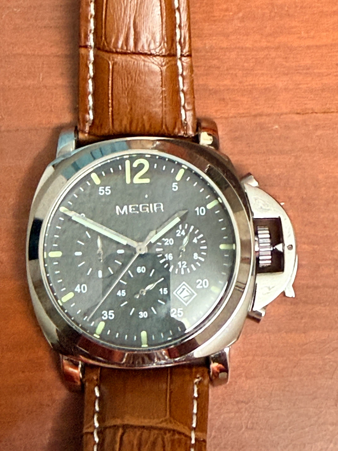 MEGIR Chronograph Watch with Brown Leather Strap - photo 2