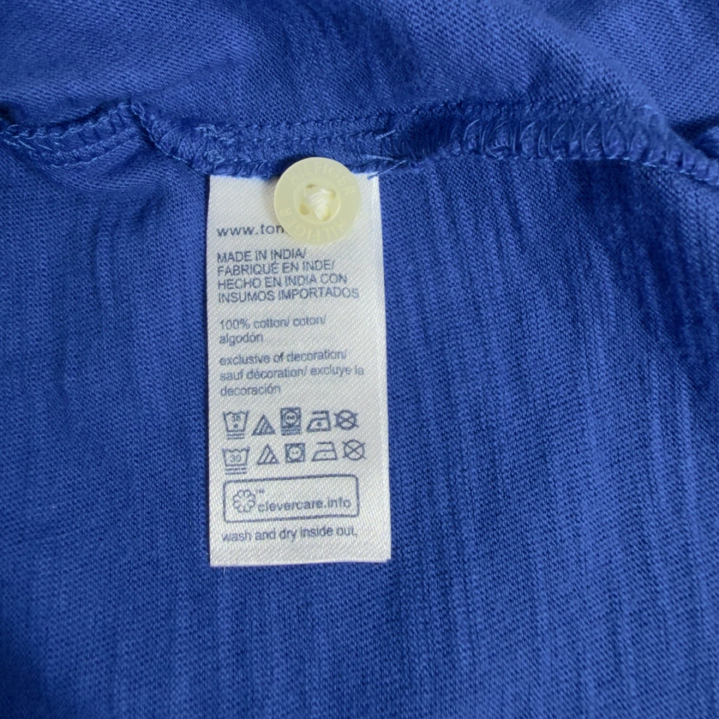 Tommy Hilfiger Men's Blue Cotton Henley Shirt - Size Large - photo 5