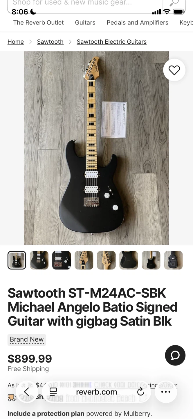 Sawtooth ST-M24AC-SBK Signed Electric Guitar