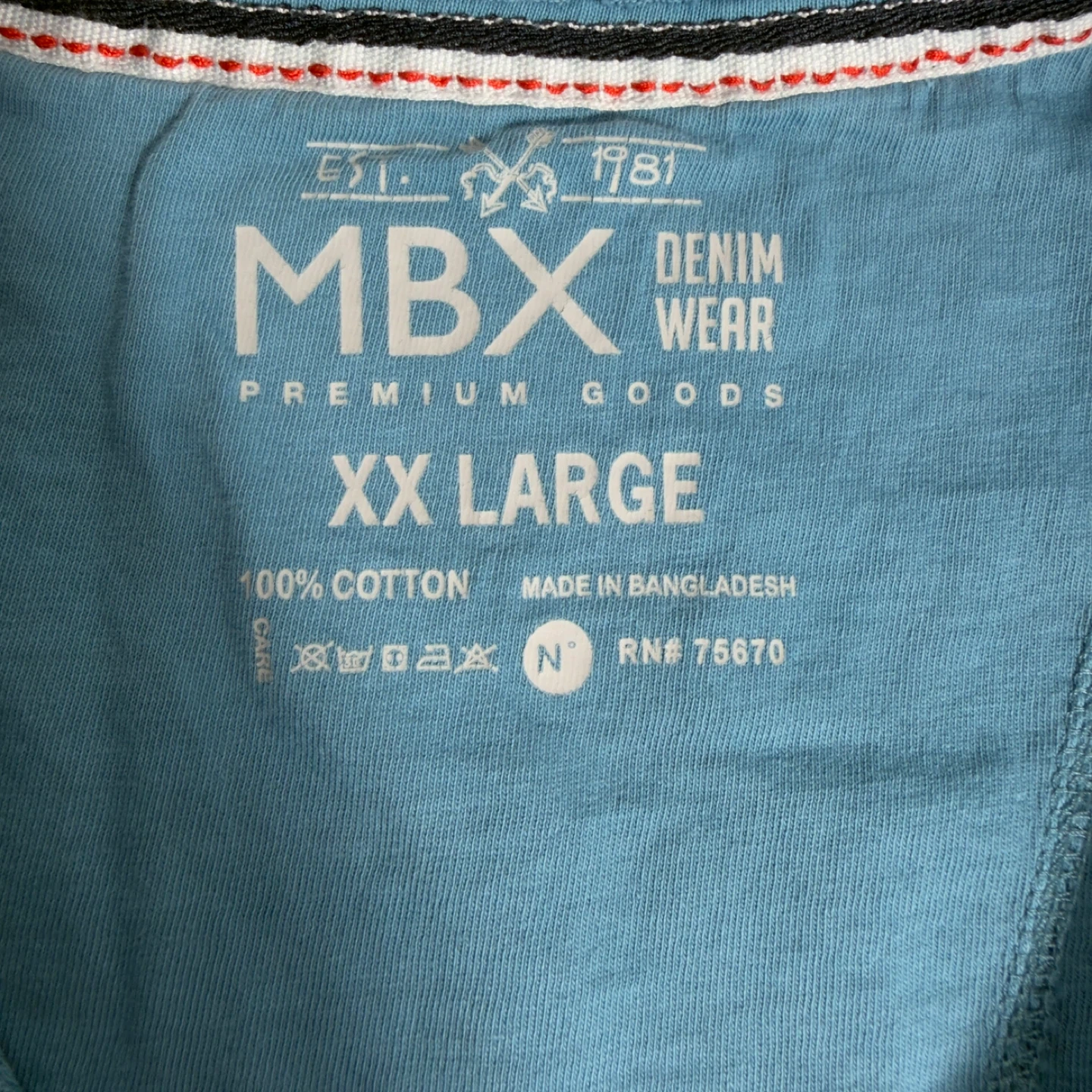 MBX Denim Wear XX Large Blue Cotton V-Neck T-Shirt - photo 4