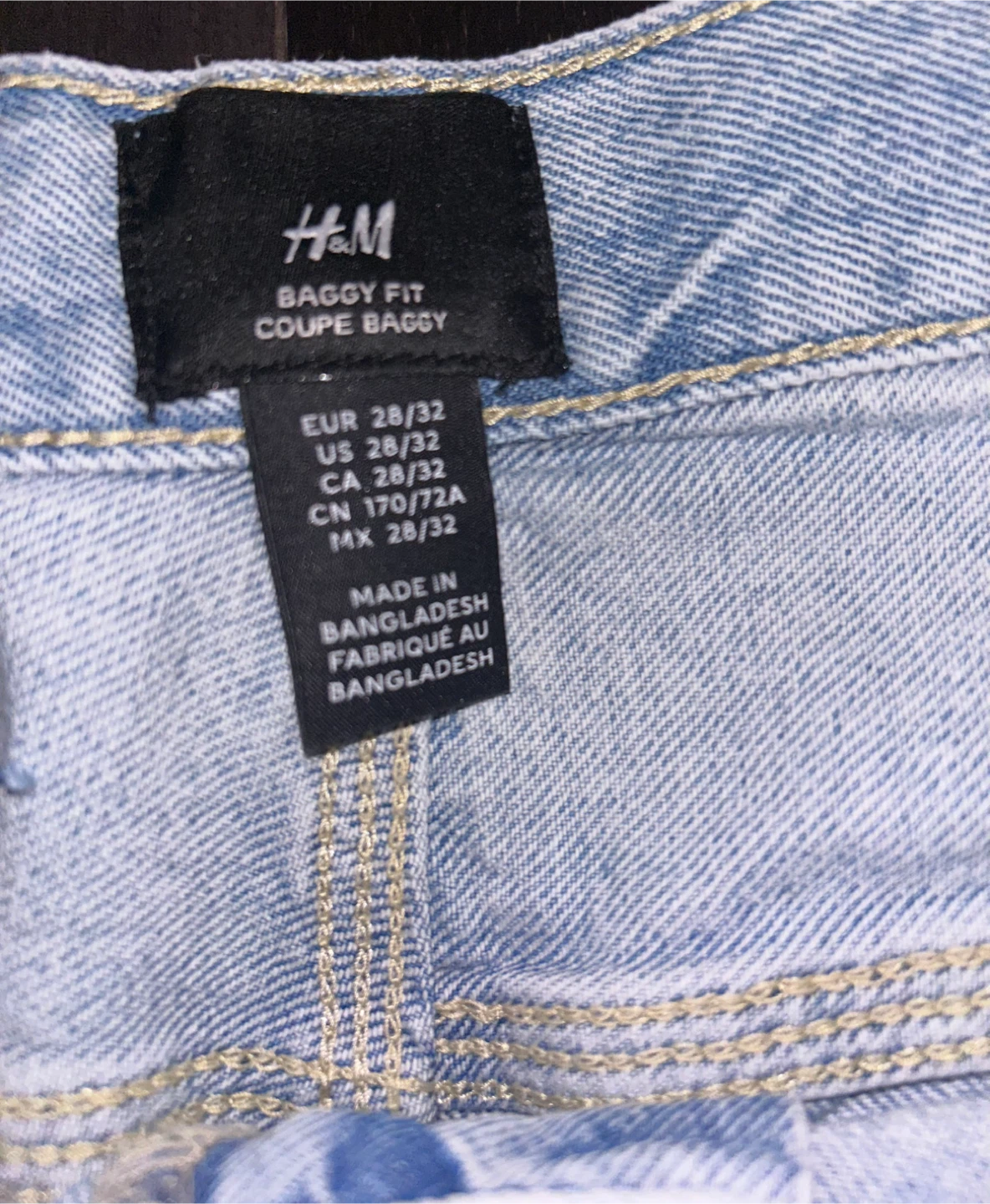 H&M Baggy Fit Light Wash Denim Cargo Pants - photo 3