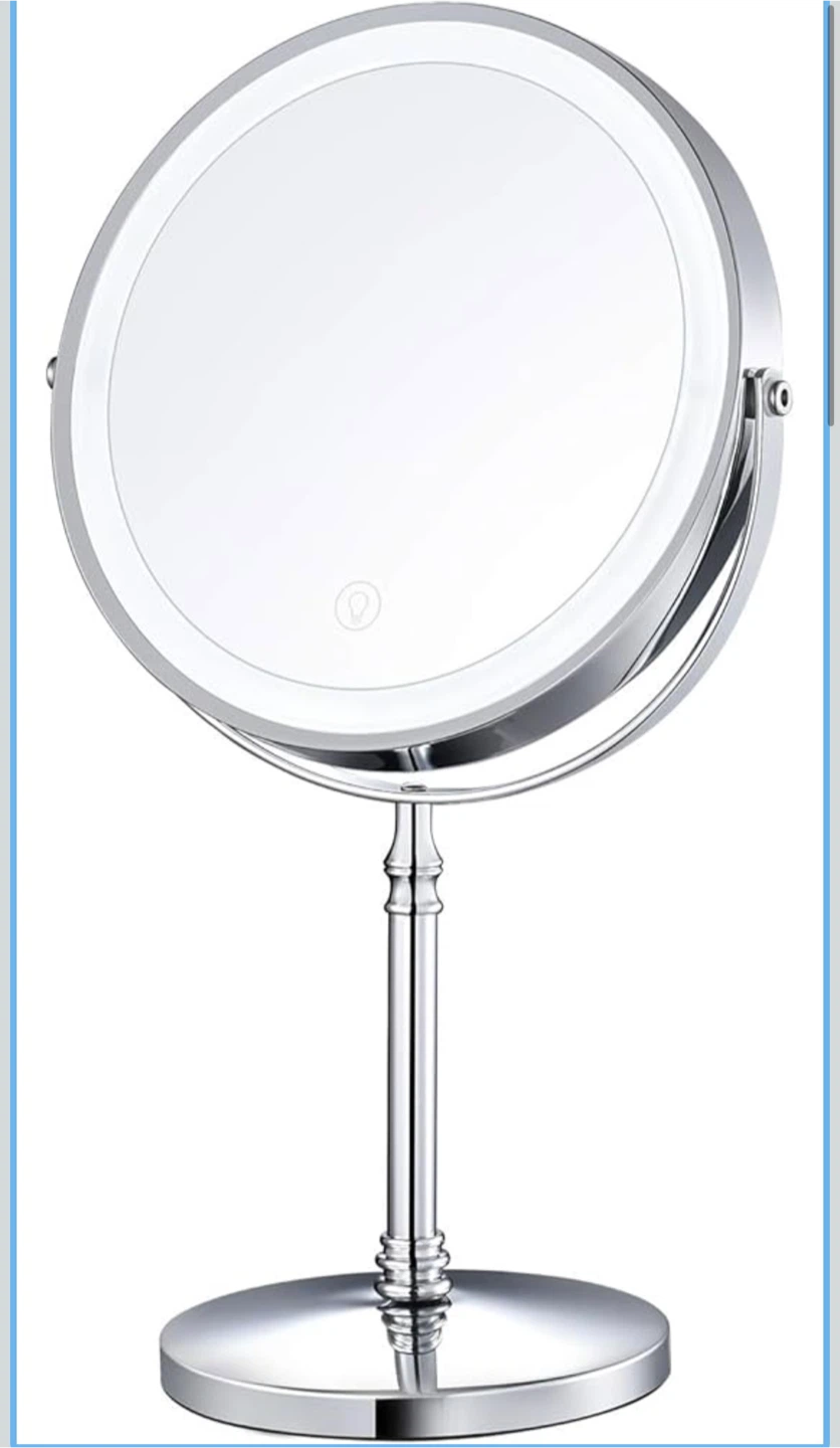 8" Lighted Makeup Mirror, Cordless, Rechargeable.
