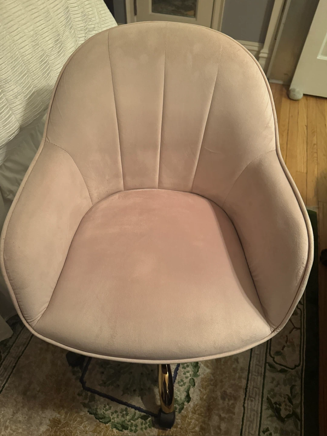 Pink Velvet Office Chair with Gold Base - photo 4