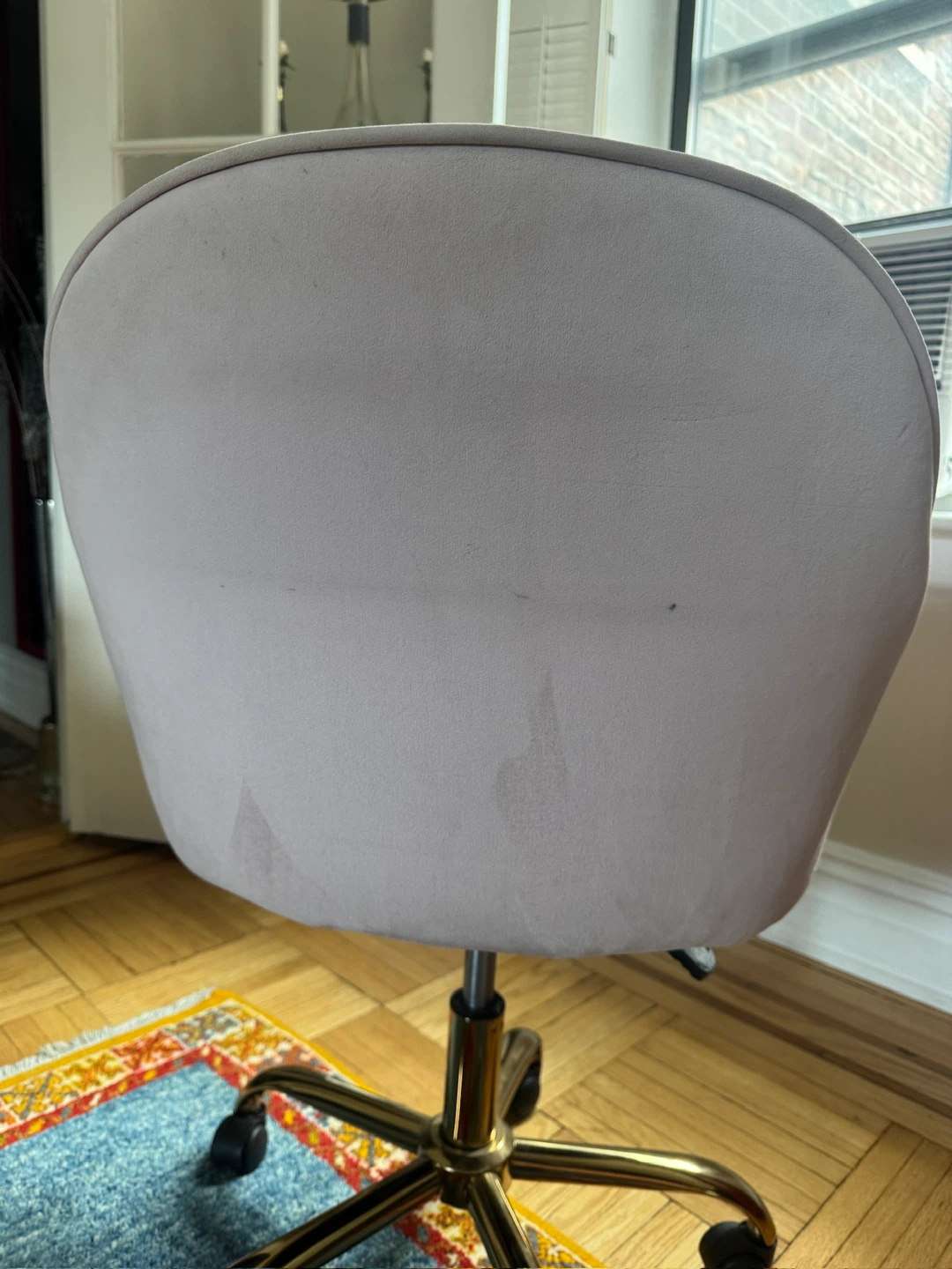 Pink Velvet Office Chair with Gold Base - photo 3