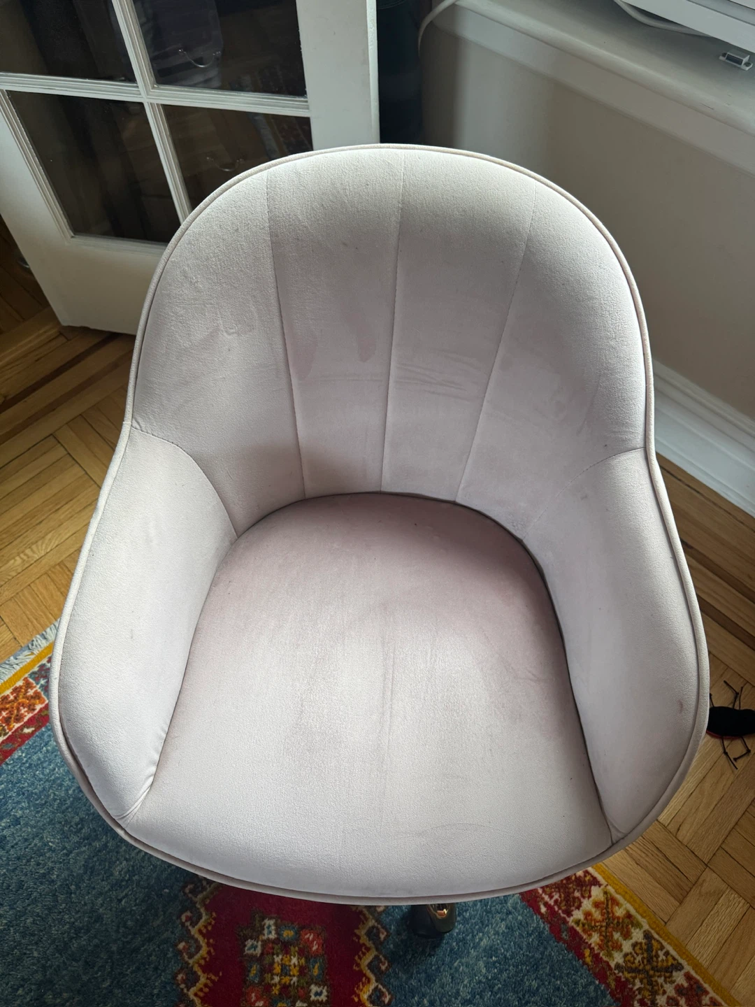 Pink Velvet Office Chair with Gold Base - photo 2