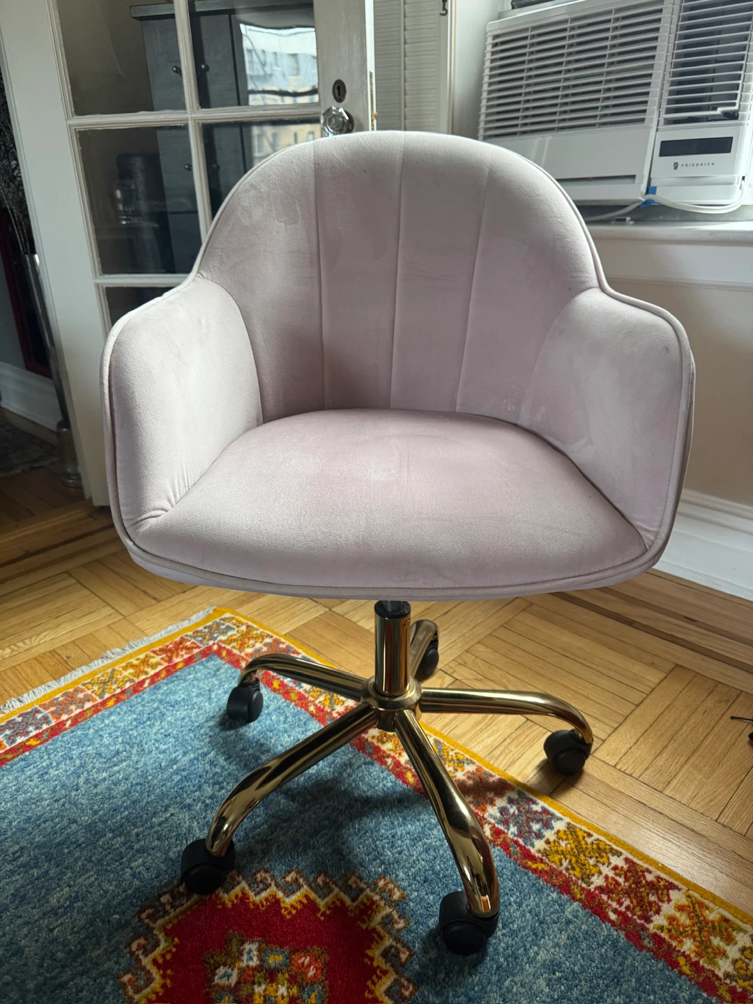 Pink Velvet Office Chair with Gold Base - photo 5