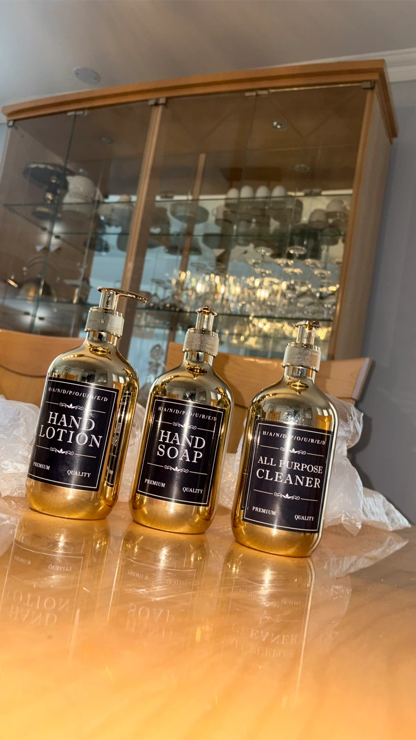 Gold Lotion, Soap, and Cleaner Pump Bottles Set - photo 3