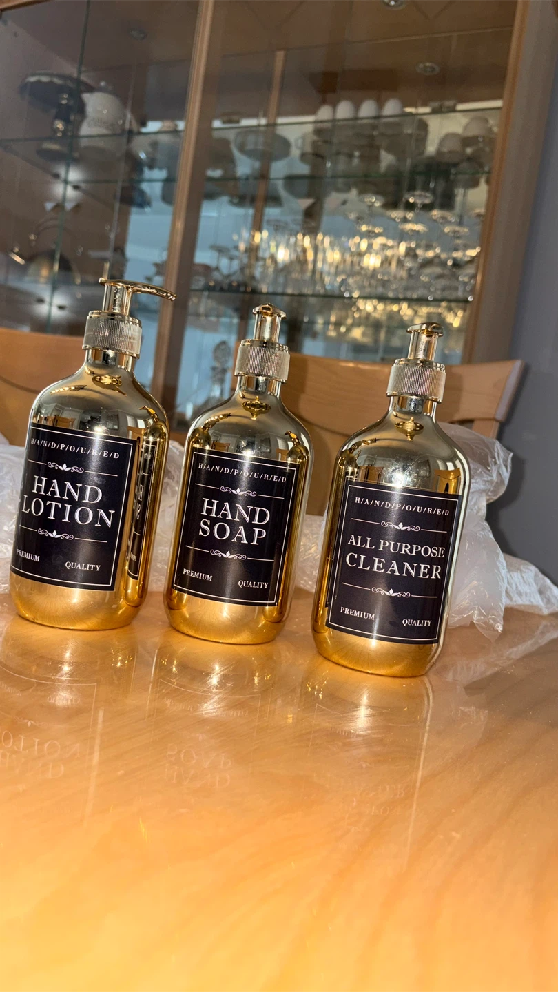 Gold Lotion, Soap, and Cleaner Pump Bottles Set - photo 4