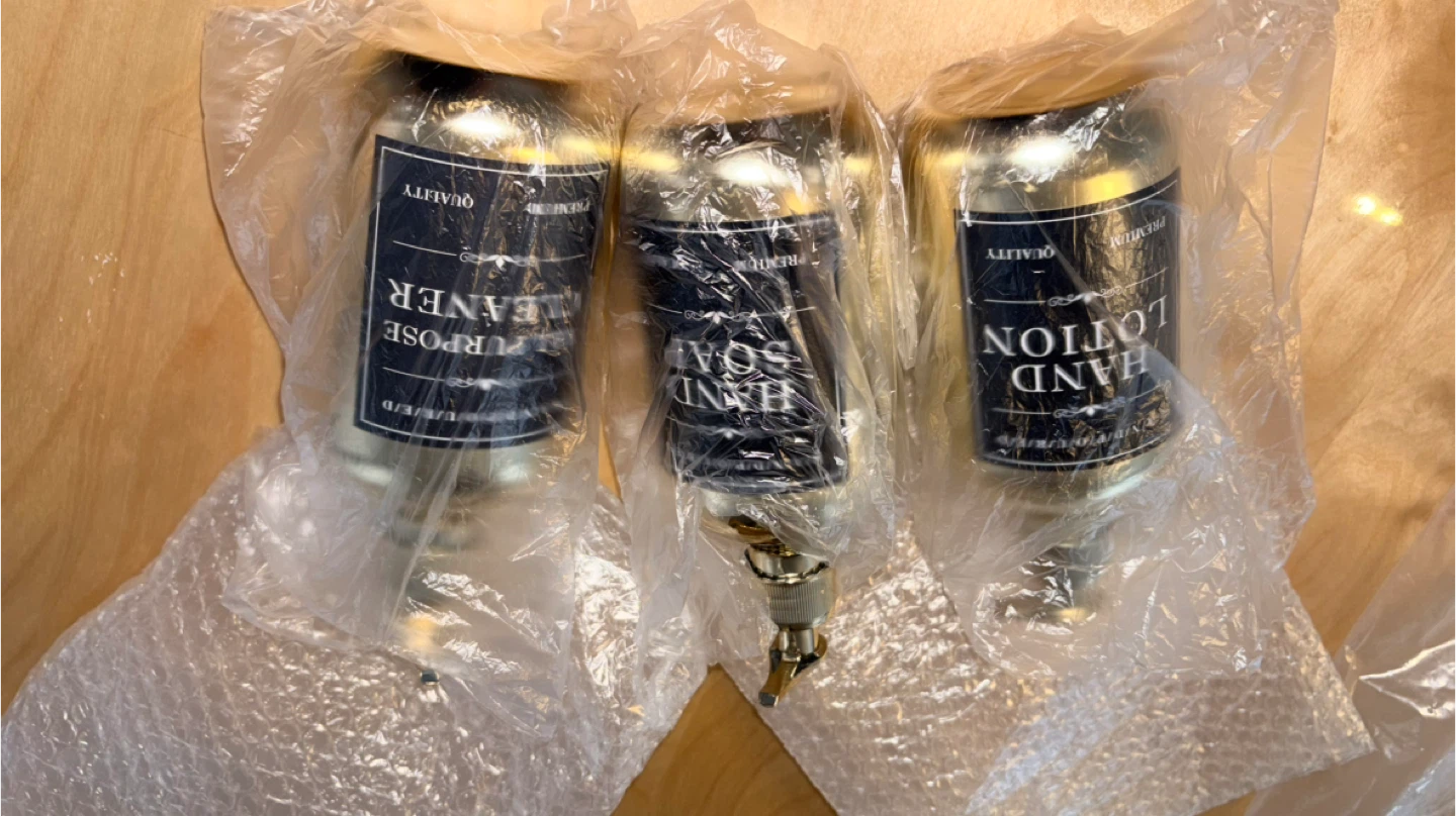 Gold Lotion, Soap, and Cleaner Pump Bottles Set - photo 2