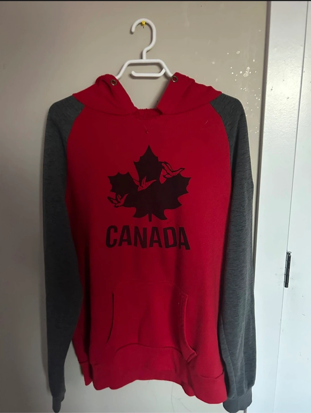 Red and Grey Canada Maple Leaf Hoodie