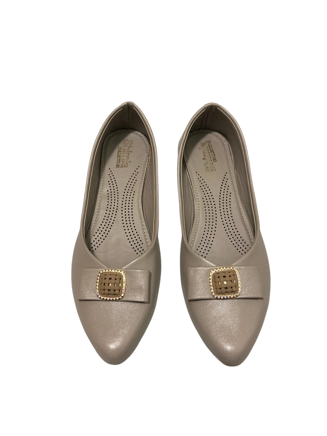 Women's Grey Ballet Flats with Bow Detail - Size 9