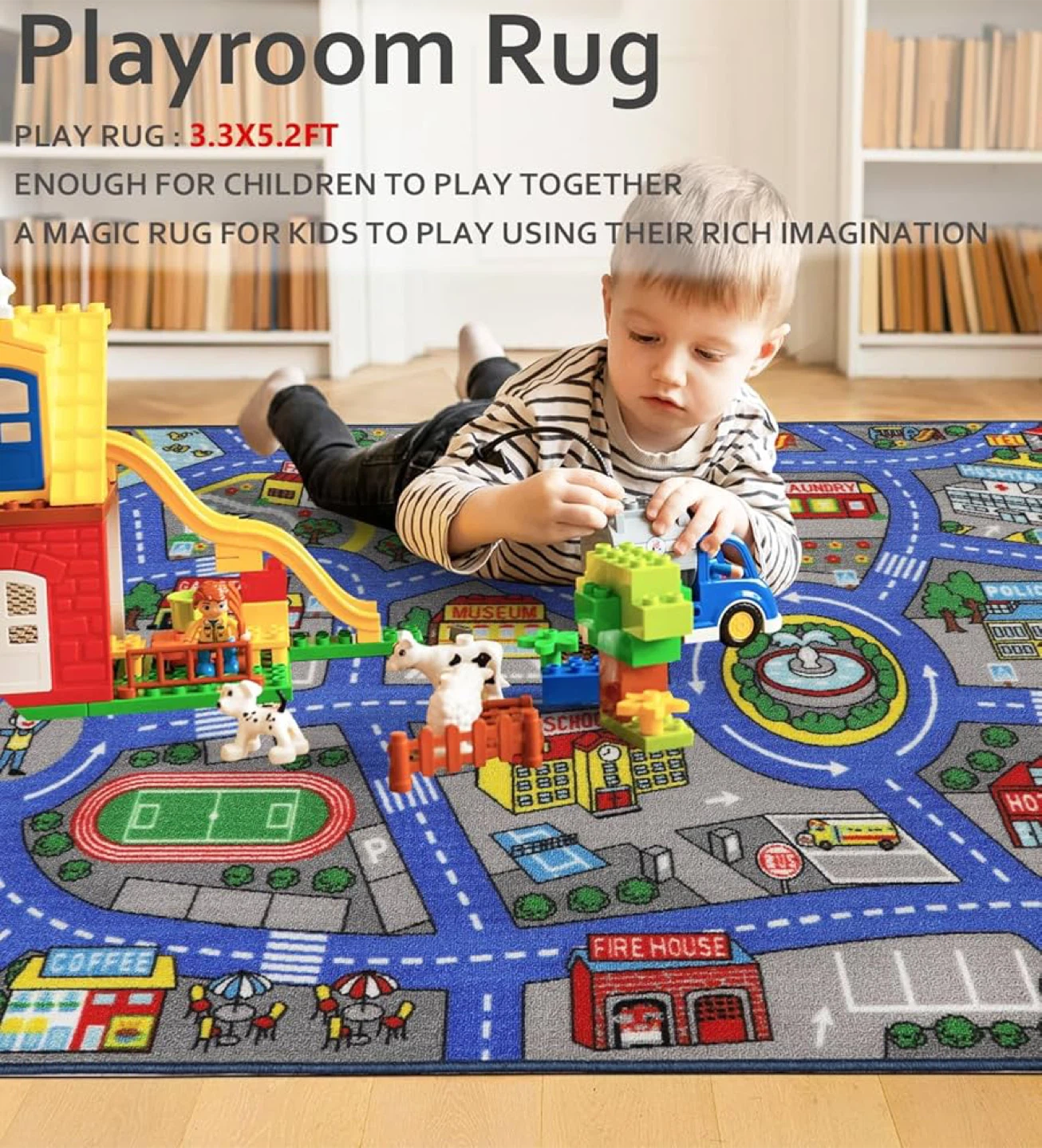 Kids Rug 3'3" x 5'2" City Life Playmat Area Rug Washable - photo 2