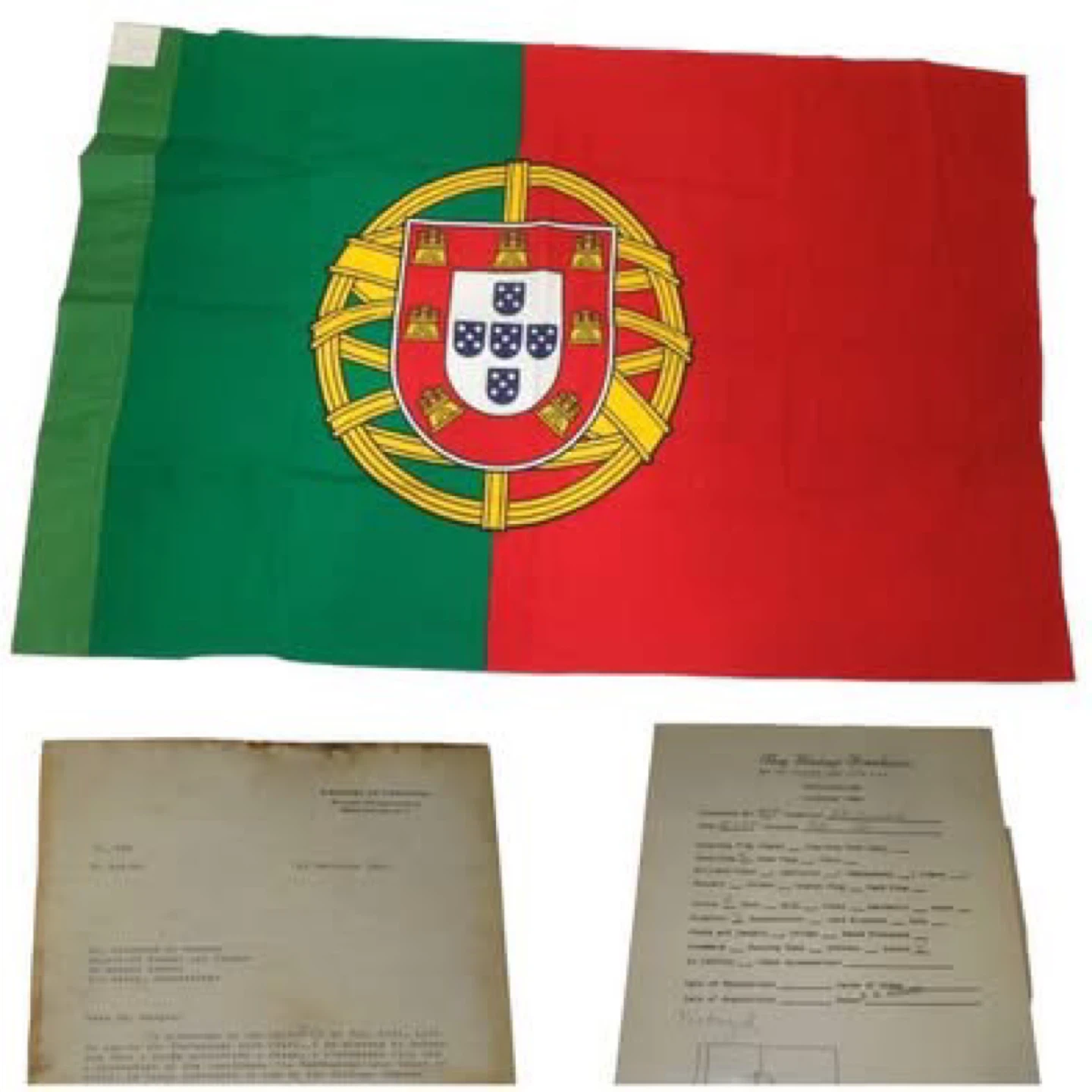 1950's PAF Portugal Military issued Flag With Documents