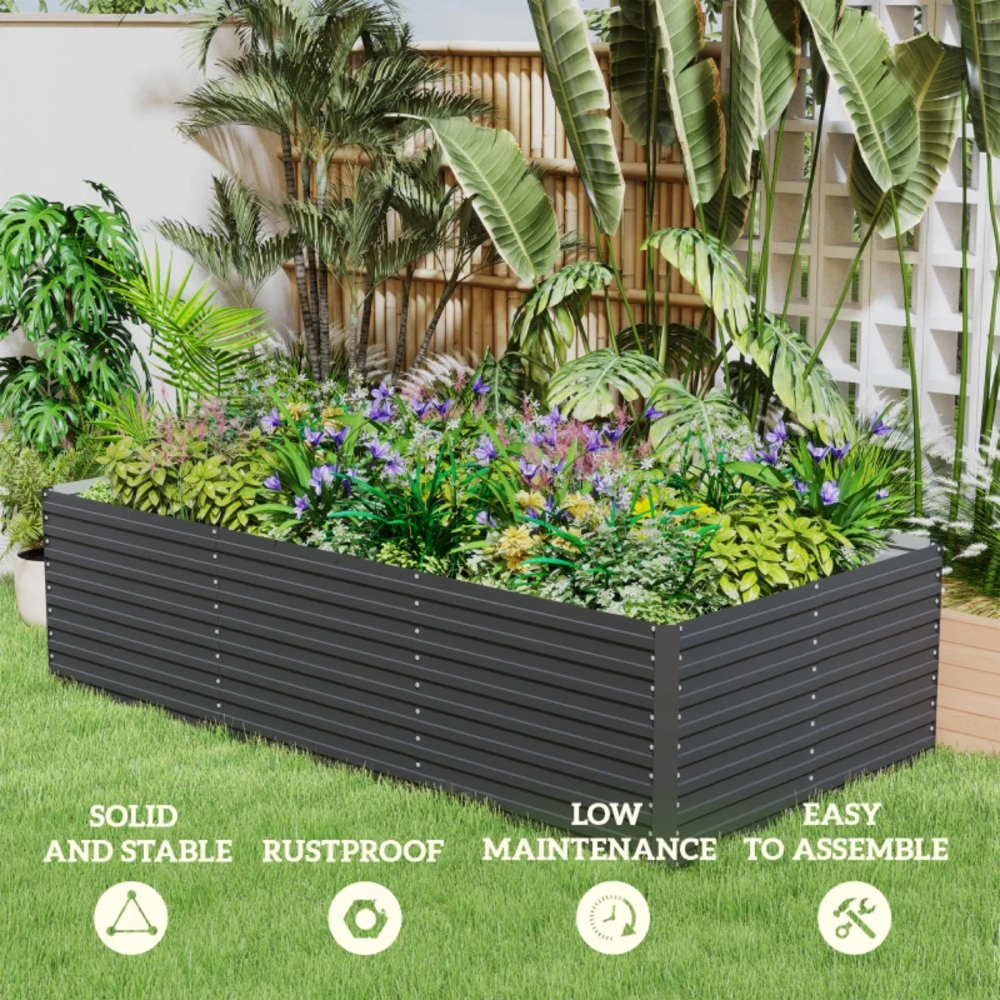 8' x 4' x 2' Raised Garden Bed, Galvanized Planter Box