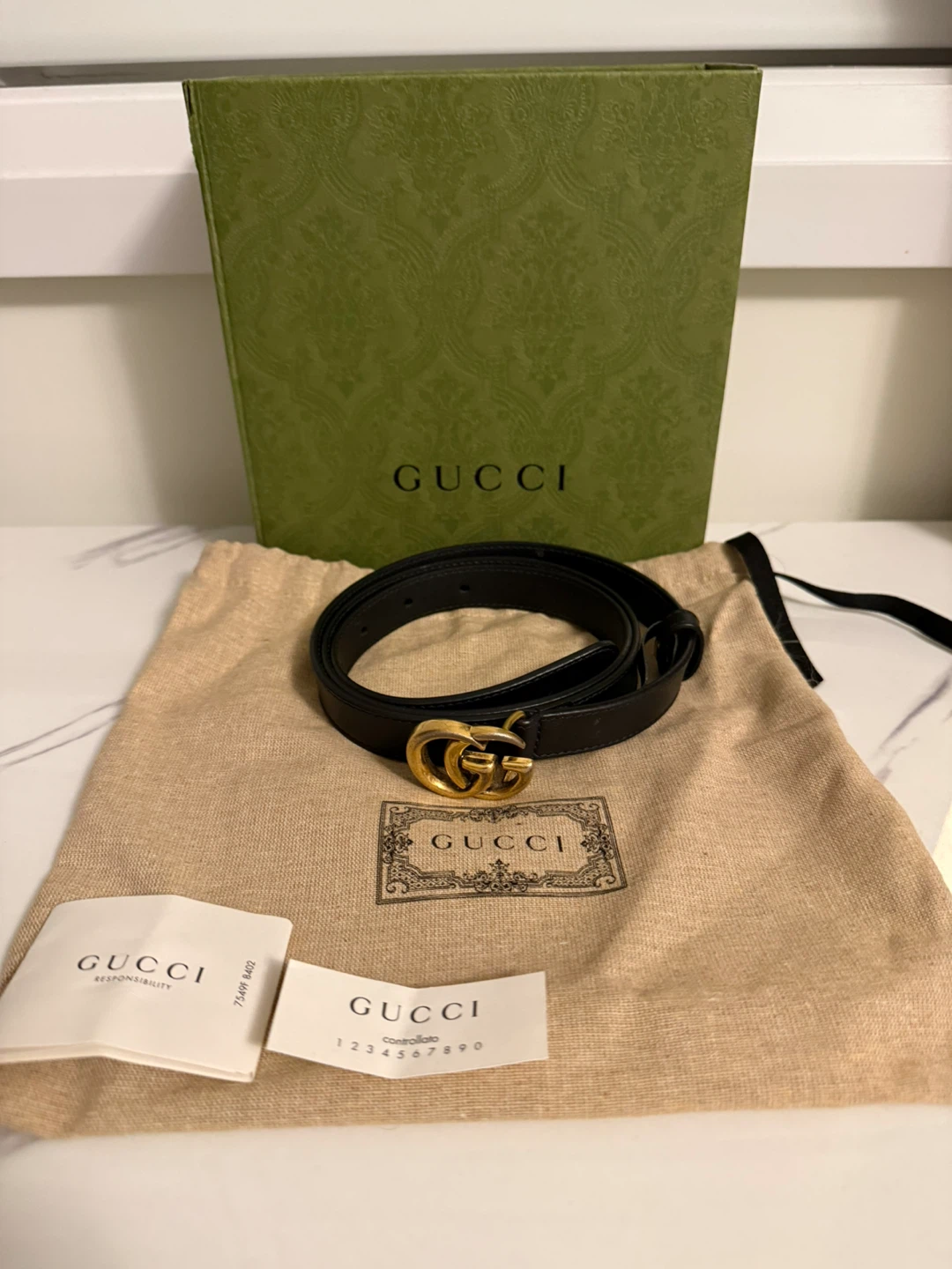Gucci Marmont Belt Black Leather Gold GG Buckle size 95 - photo 4